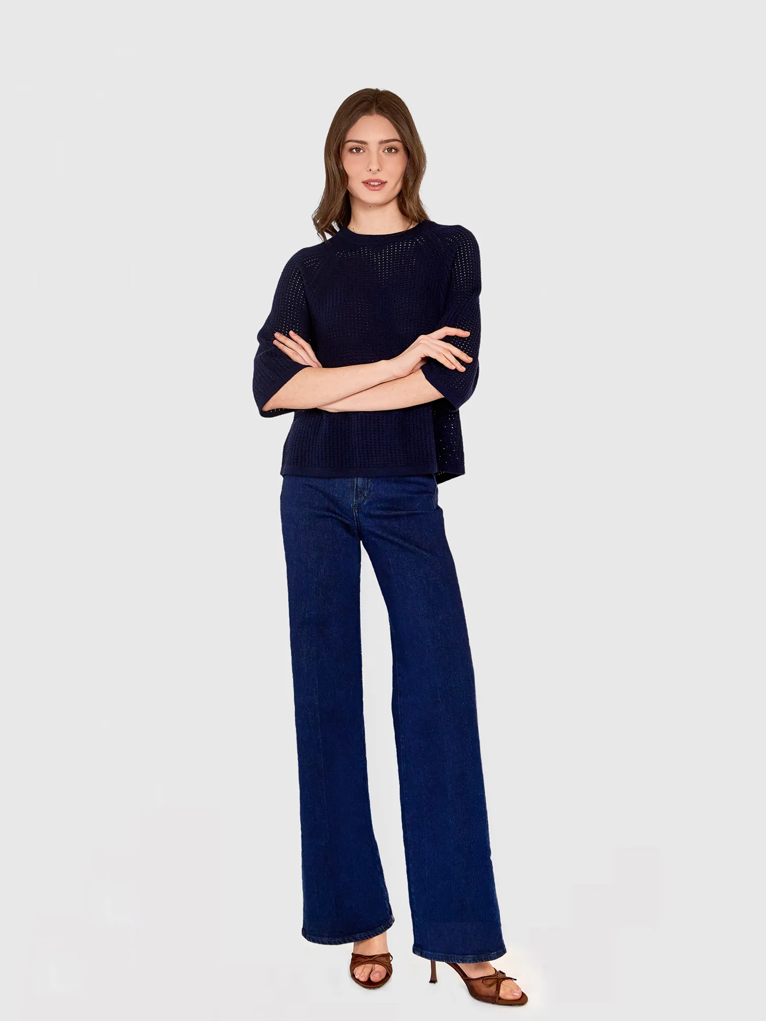 Mesh Stitch Crew in Navy sold by Autumn Cashmere product image thumbnail 2