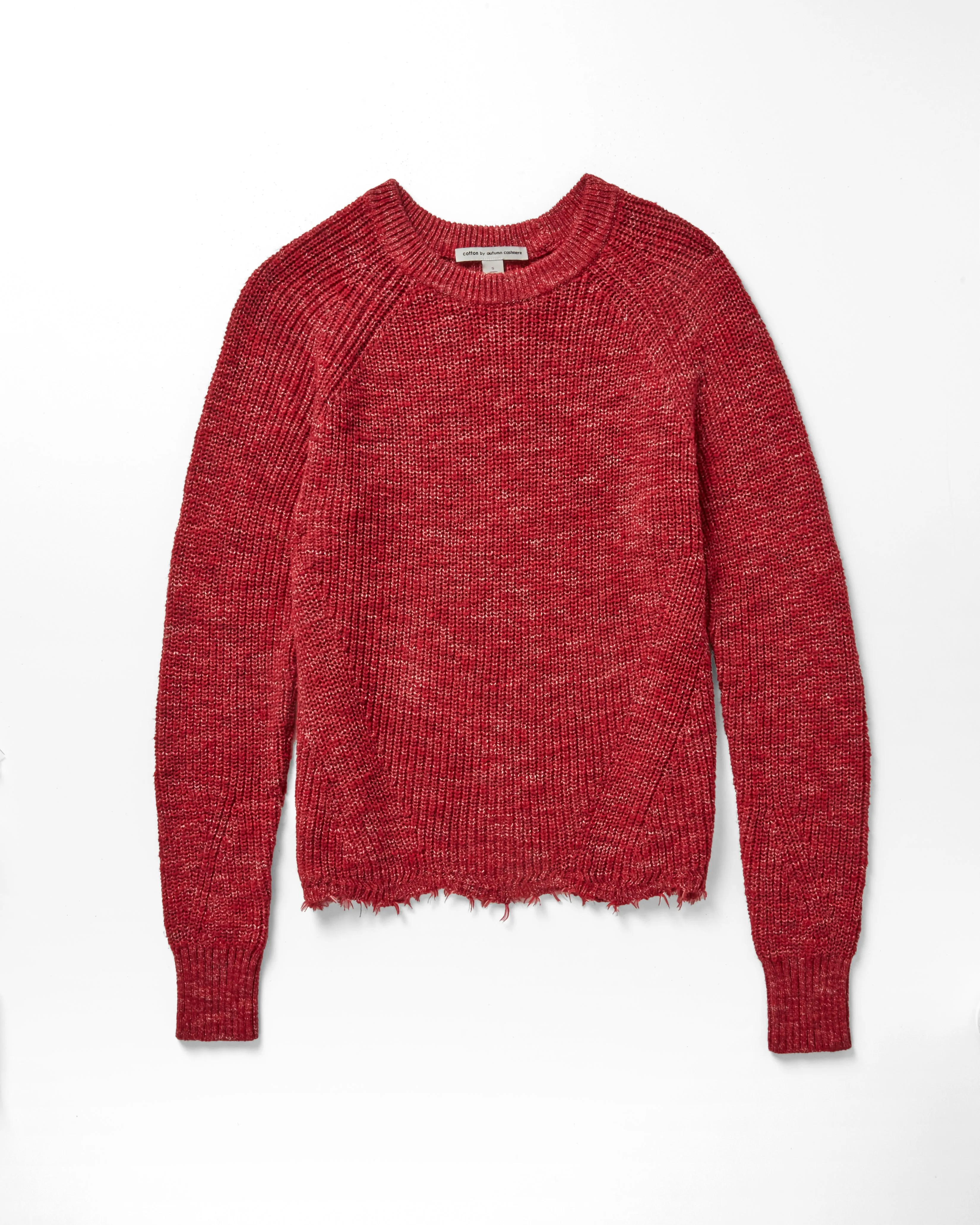 Tweed Distressed Scallop Shaker in Salsa sold by Autumn Cashmere