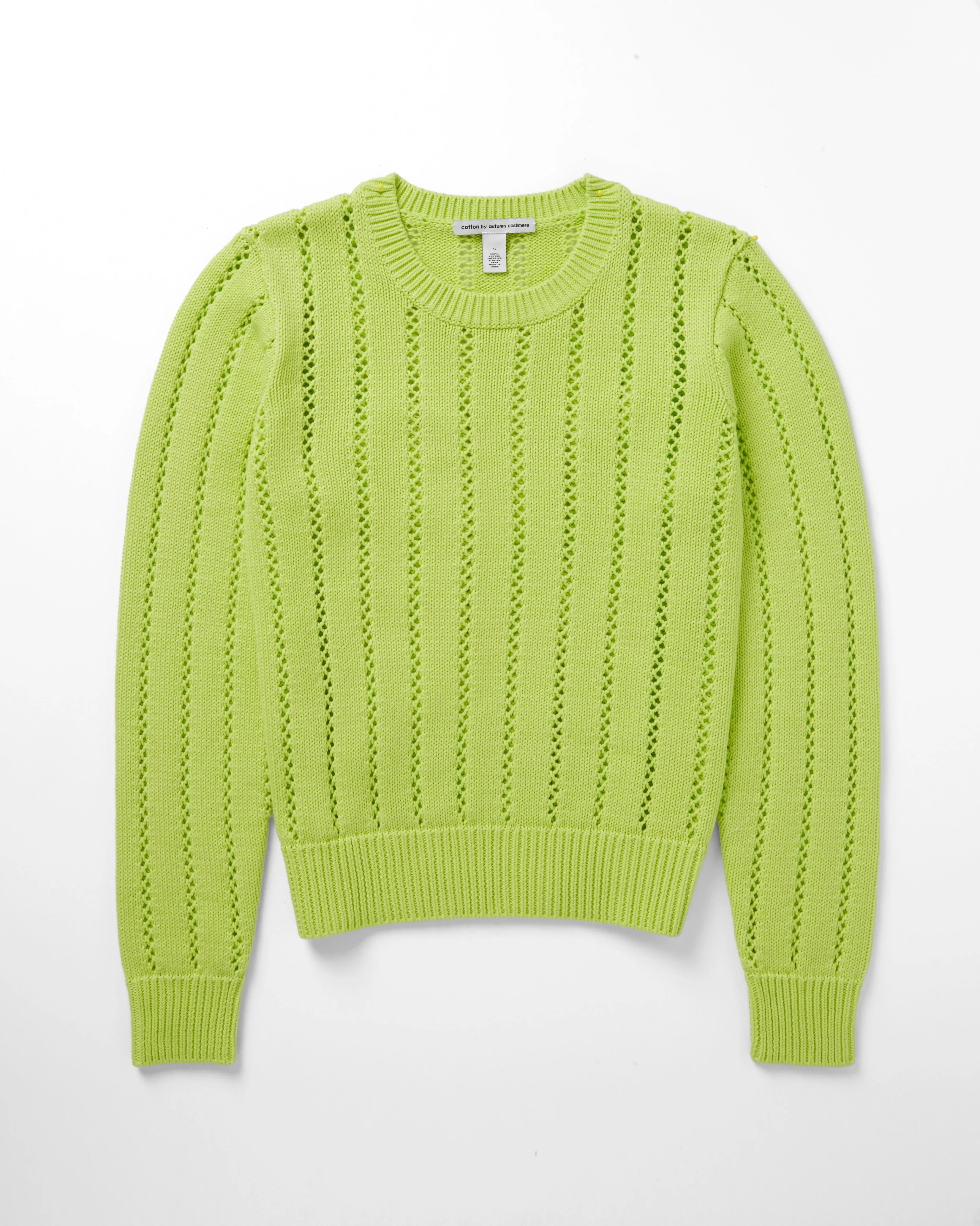 Pointelle Ladder Stitch Crew in Glow sold by Autumn Cashmere