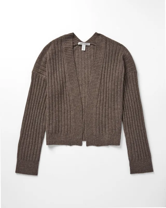 Rib Open Front Shrug in Mulch sold by Autumn Cashmere