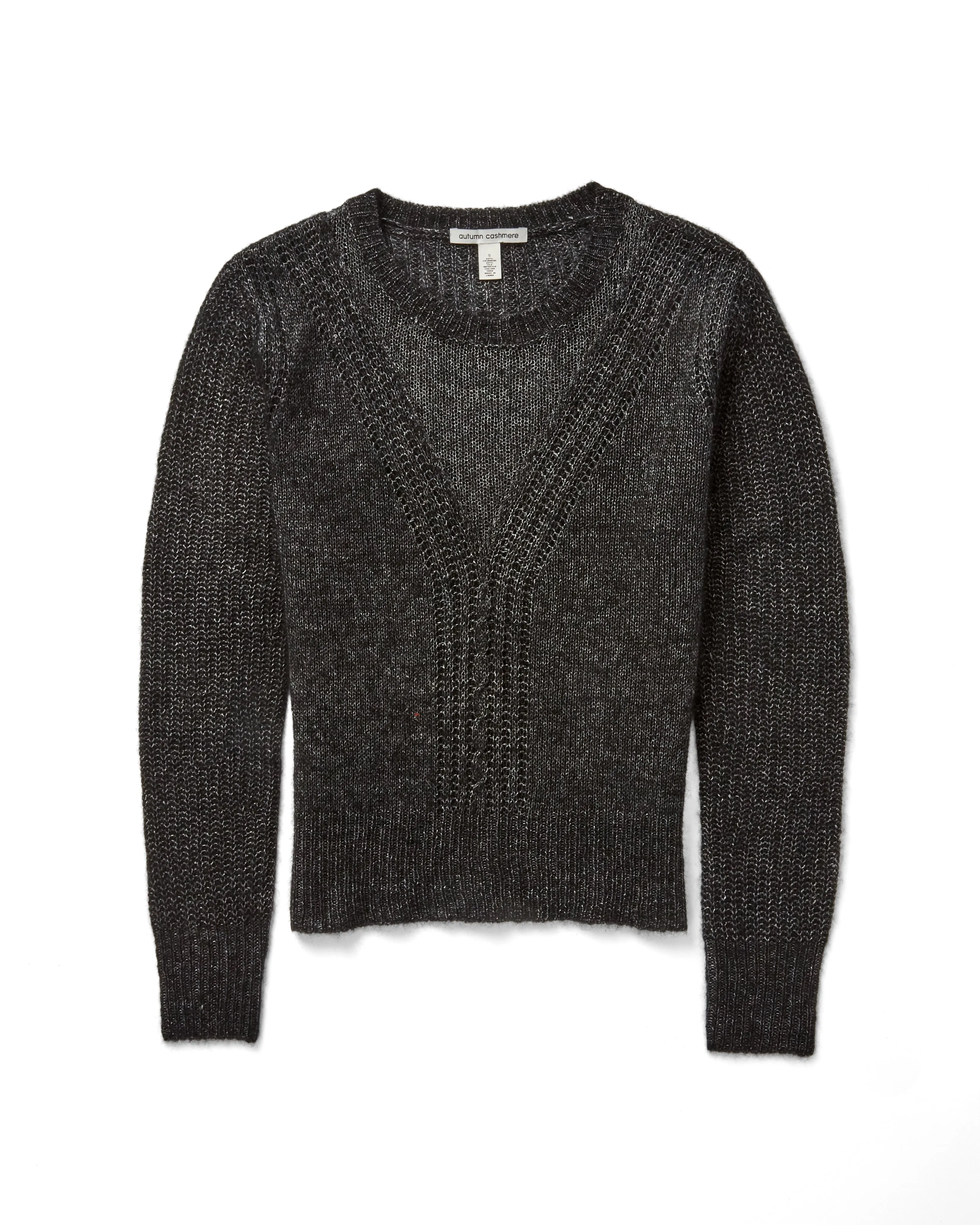 Shaker Cable Crew w/ Sheer Yoke sold by Autumn Cashmere