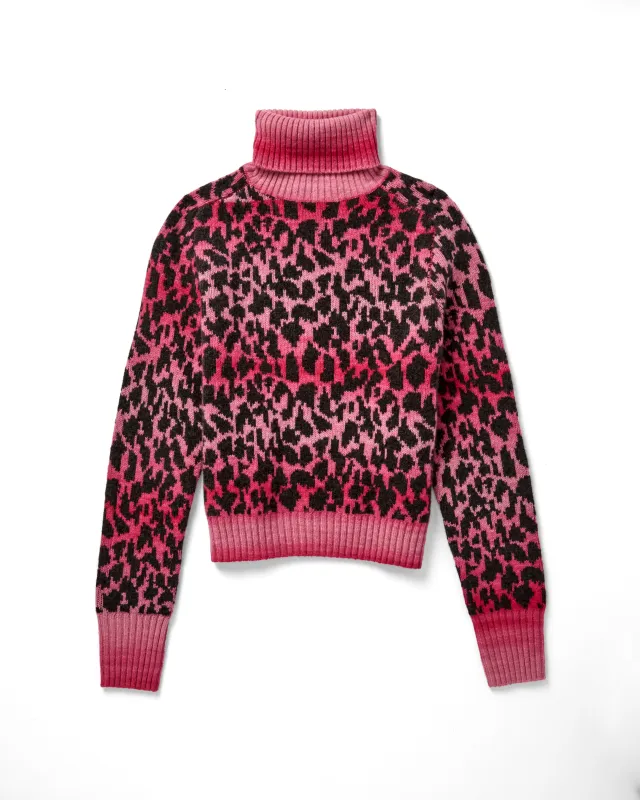 Leopard Space Dye Turtleneck in Sunset Combo sold by Autumn Cashmere