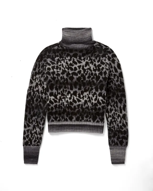 Leopard Space Dye Turtleneck in Nightfall Combo sold by Autumn Cashmere