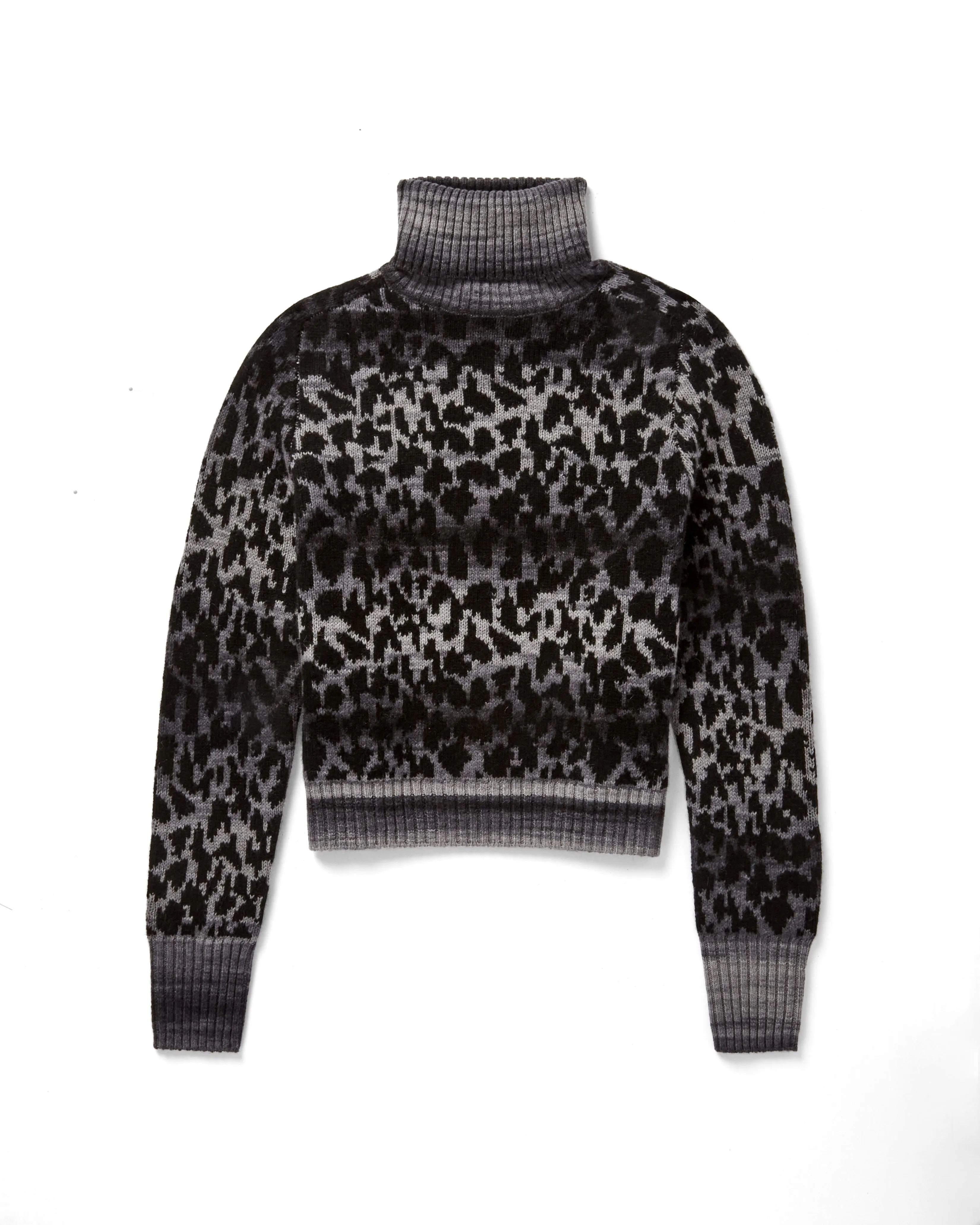 Leopard Space Dye Turtleneck in Nightfall Combo sold by Autumn Cashmere