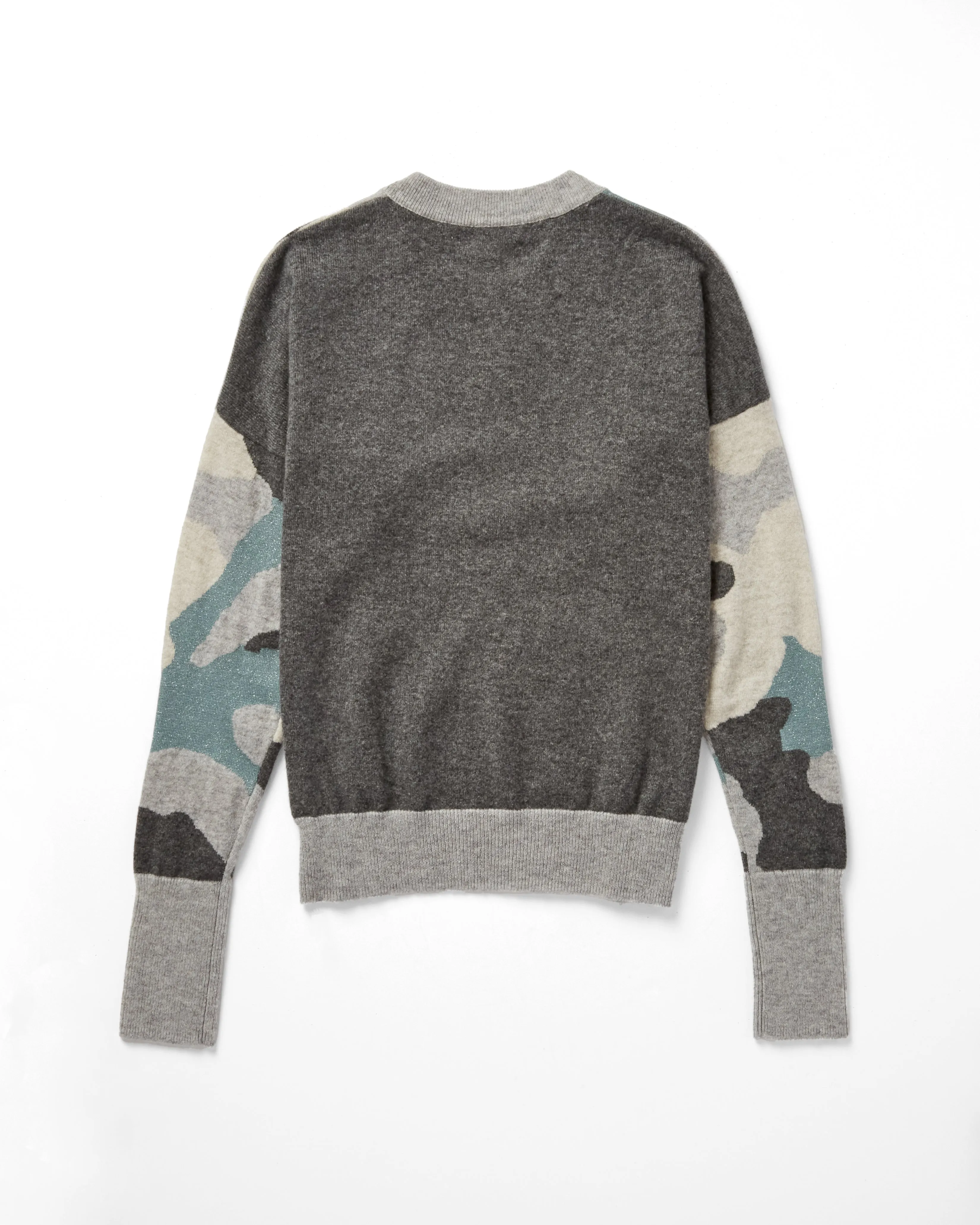 Camo Intarsia Crew in Grey Combo sold by Autumn Cashmere product image thumbnail 2
