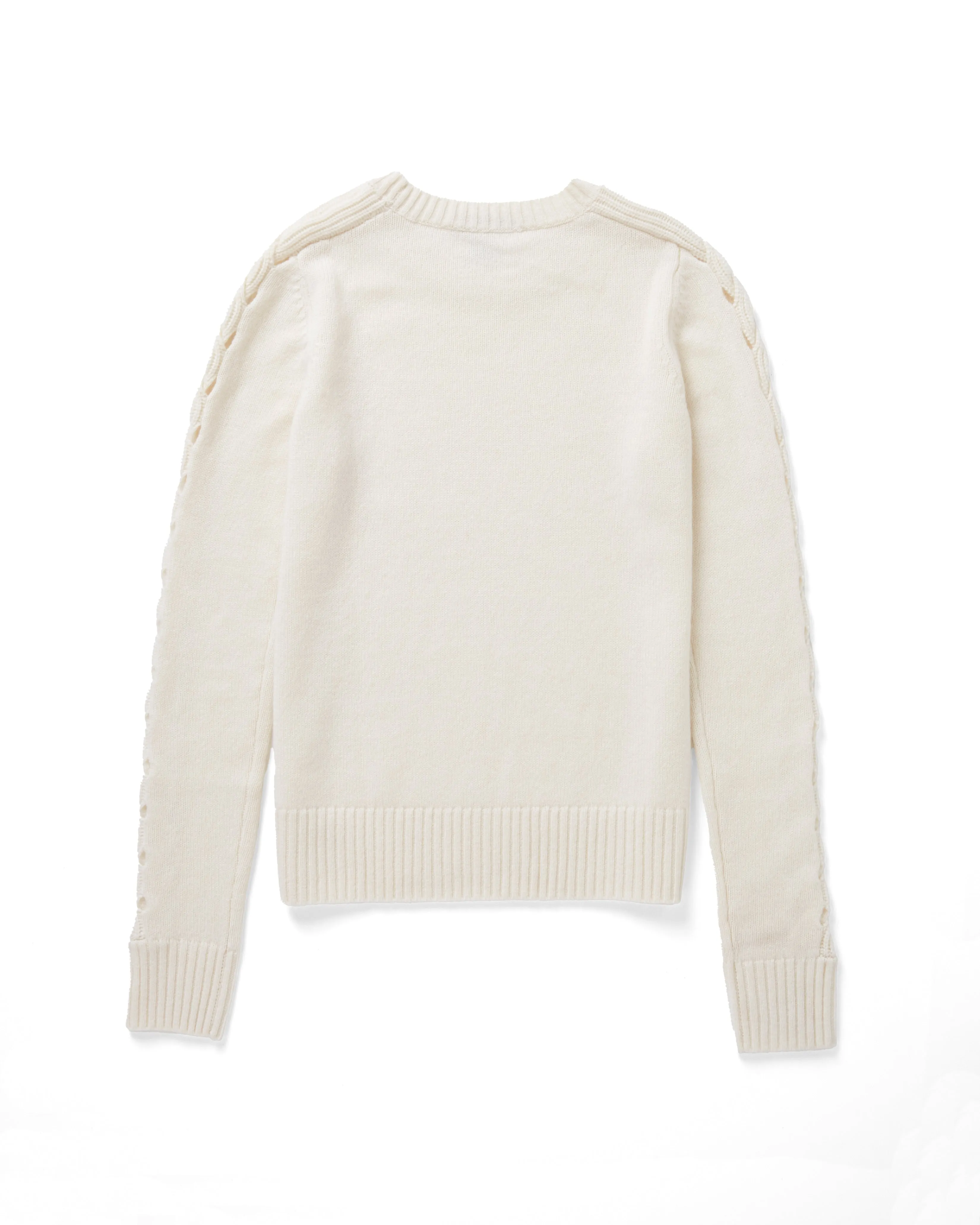 Crew W/ Open Cable Sleeves in Chalk sold by Autumn Cashmere product image thumbnail 2