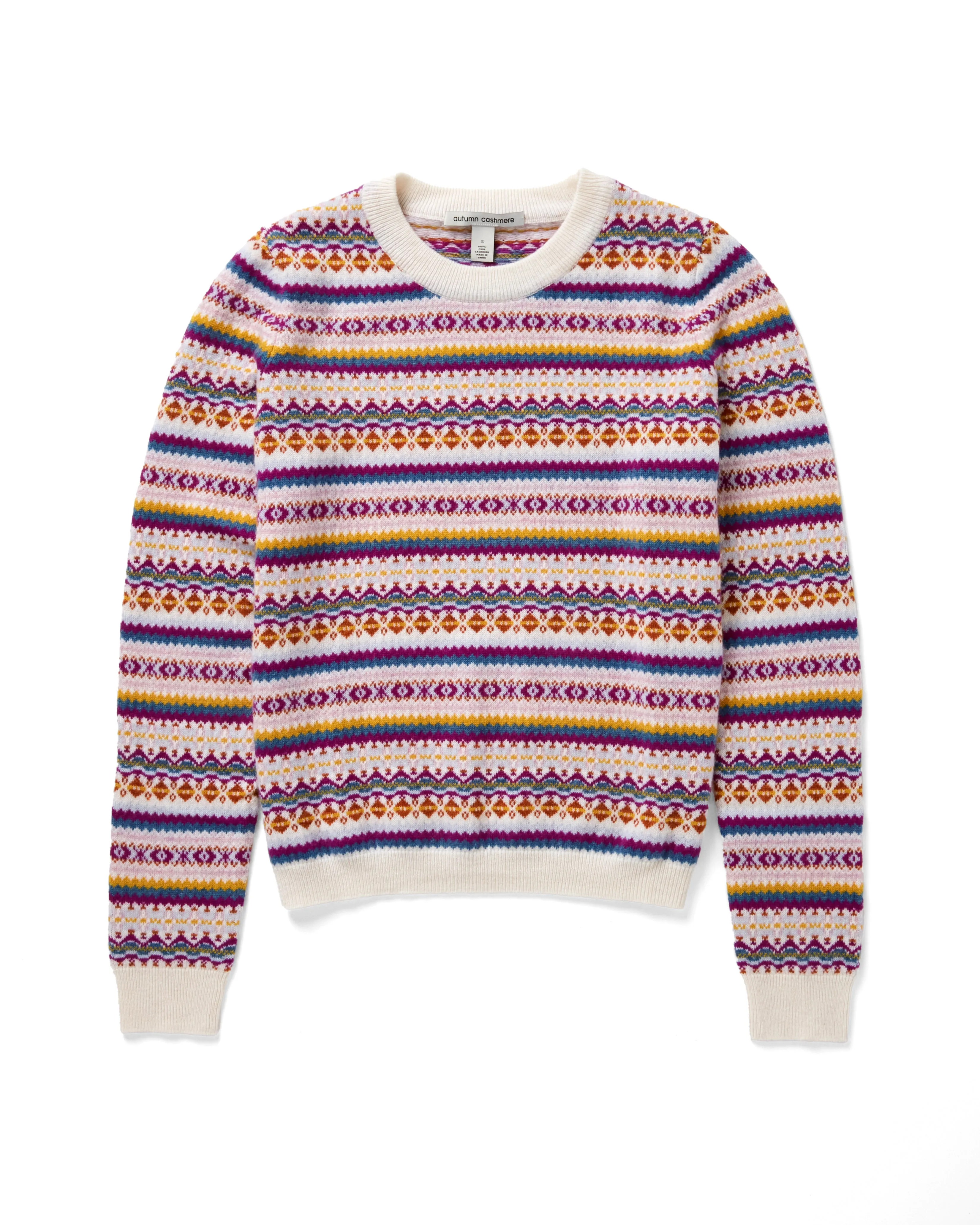 Fair Isle Crew in Bright Combo sold by Autumn Cashmere