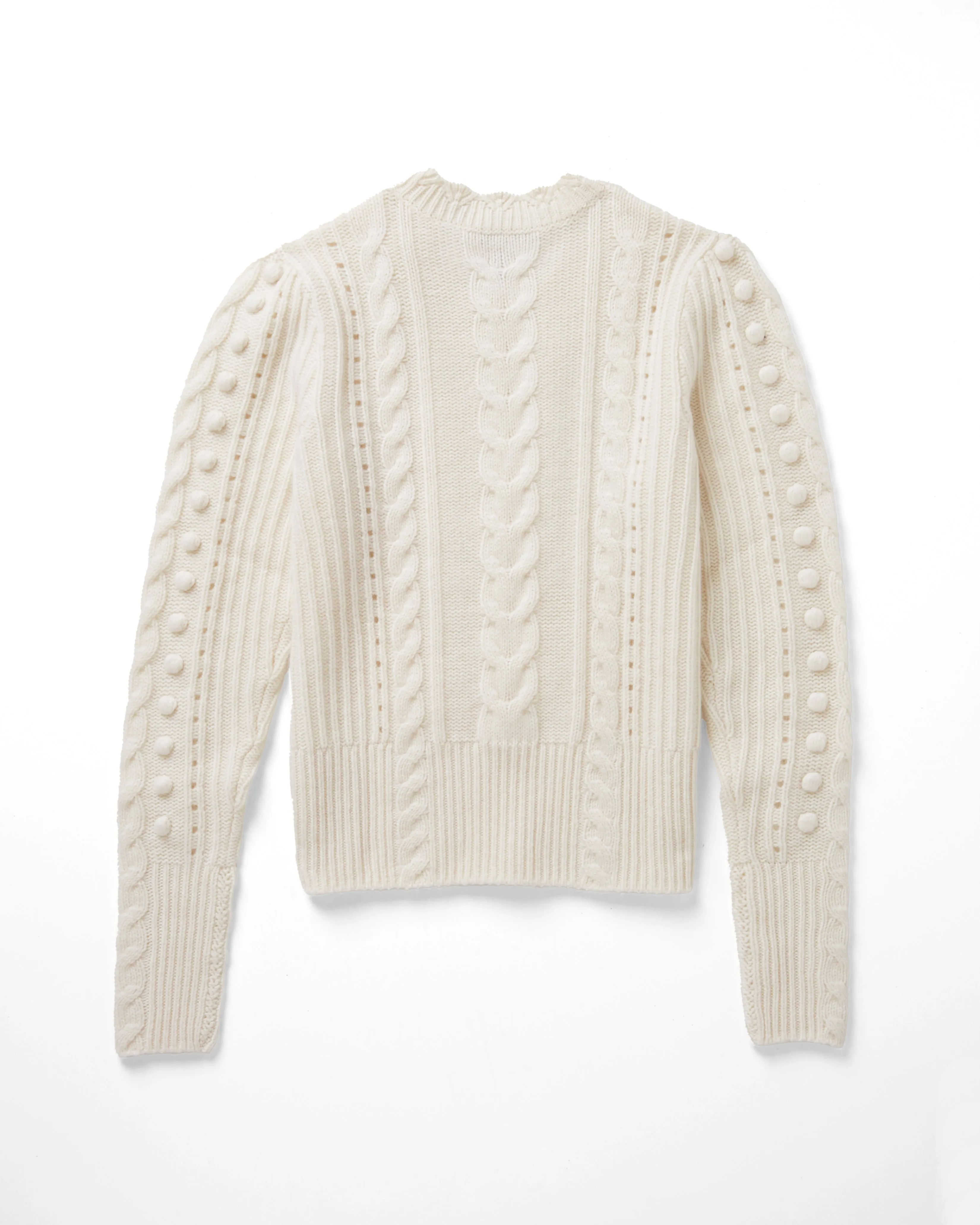 8 Ply Shrunken Cabled Crew in Chalk sold by Autumn Cashmere product image thumbnail 2