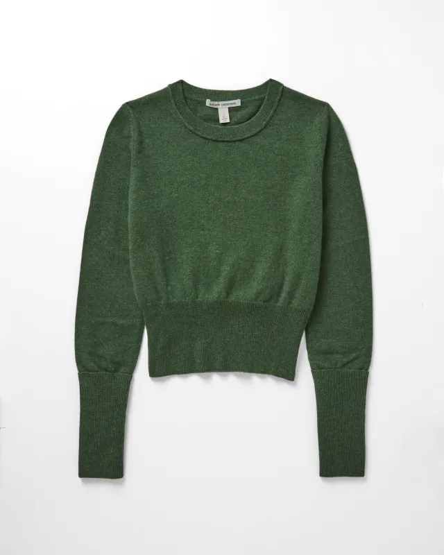Cropped Crew W/ High Cuffs in Pickle made by Autumn Cashmere