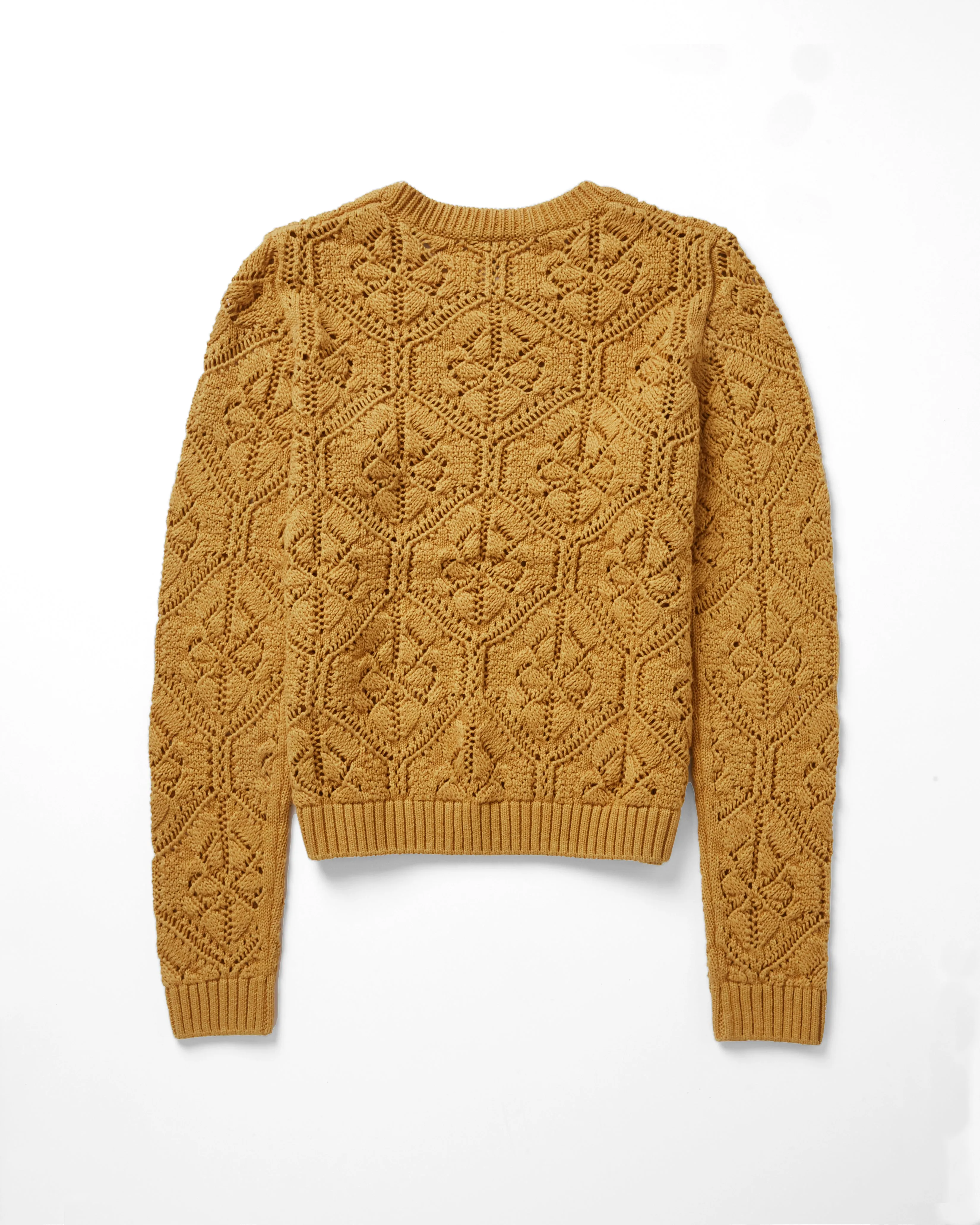 Diamond Stitch Open Pointelle Crew in Mustard sold by Autumn Cashmere product image thumbnail 2