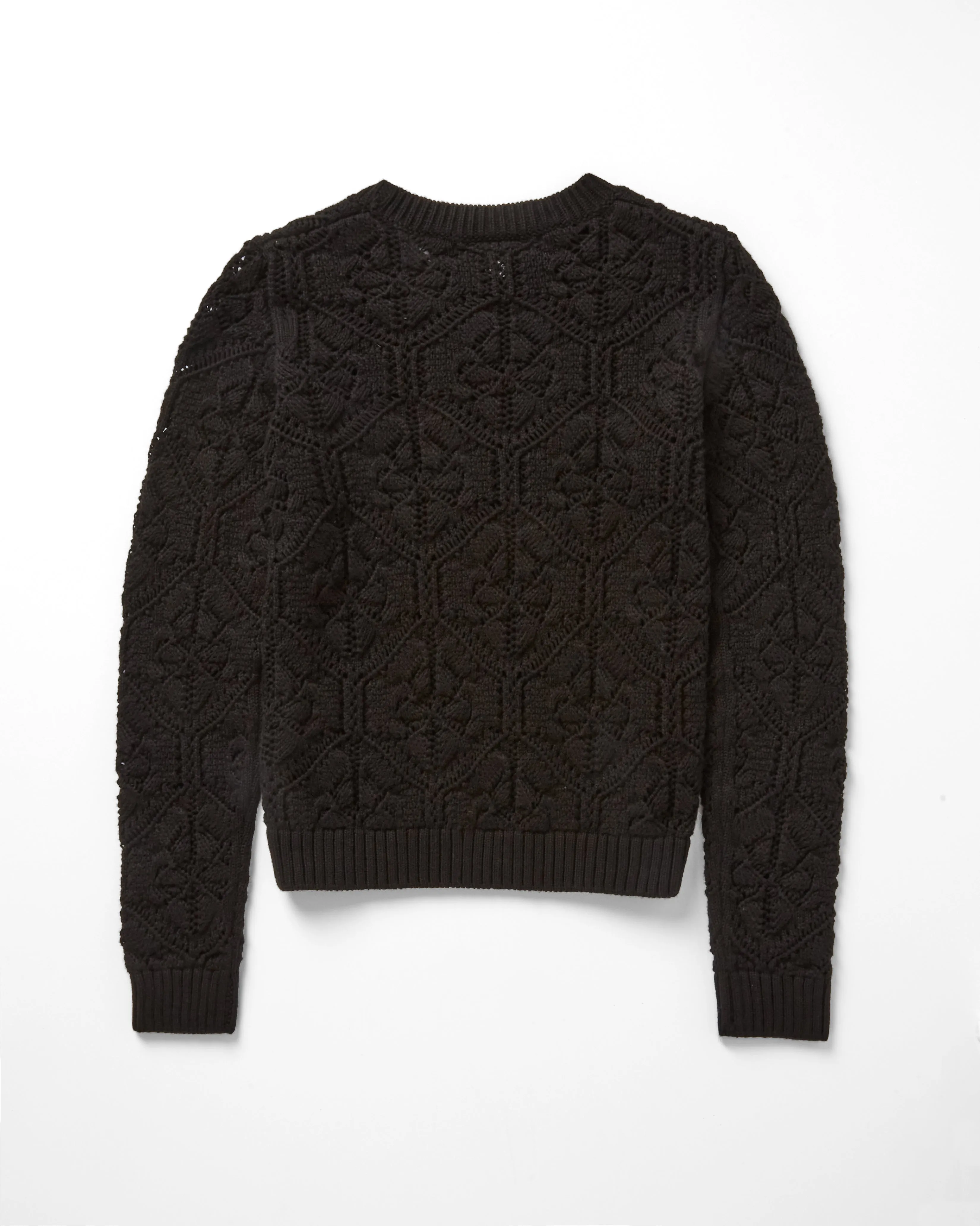 Diamond Stitch Open Pointelle Crew in Black sold by Autumn Cashmere product image thumbnail 2