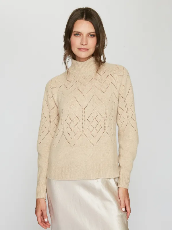 Pointelle Mock Neck in Caraway sold by Autumn Cashmere