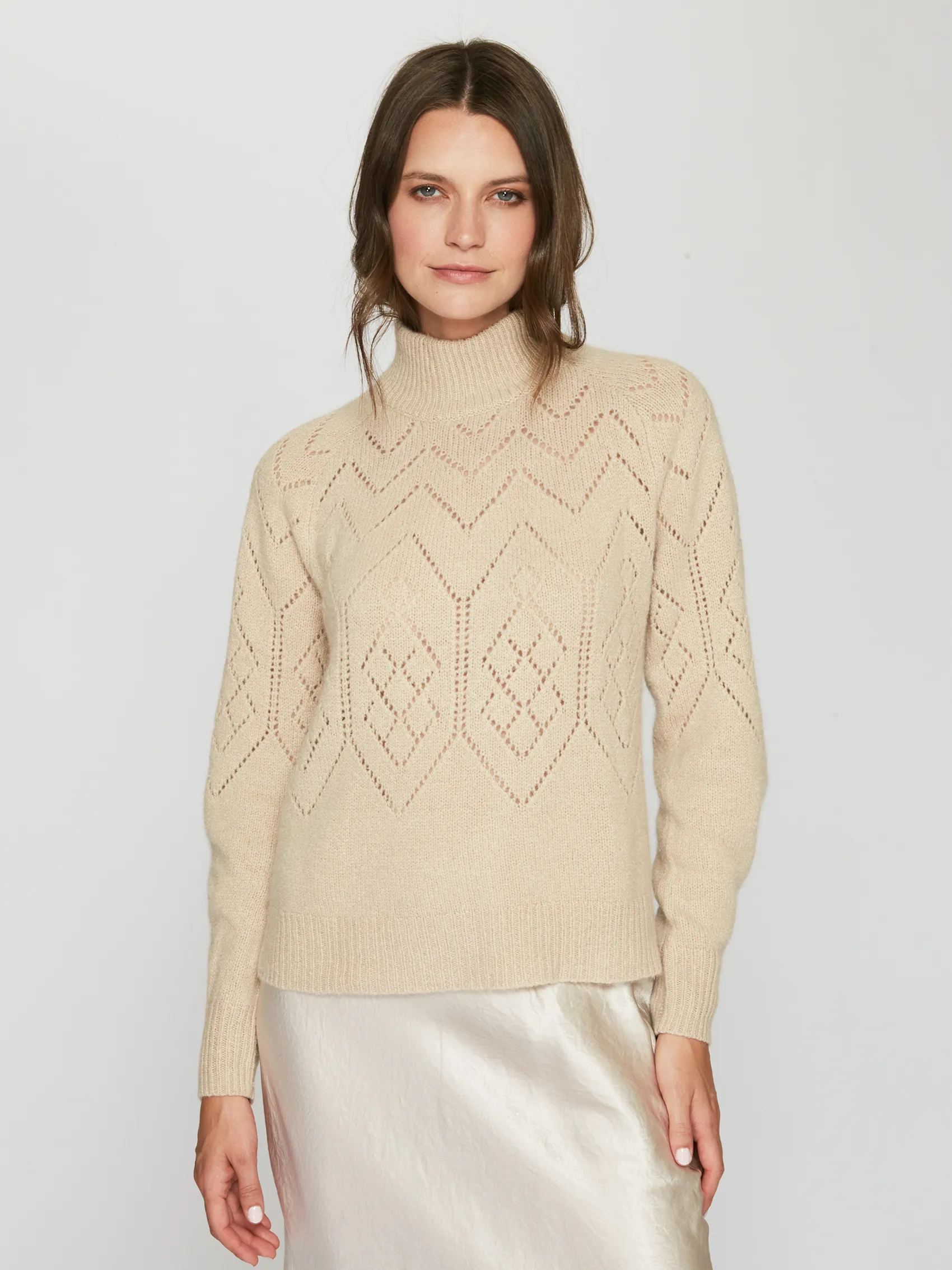Pointelle Mock Neck in Caraway sold by Autumn Cashmere