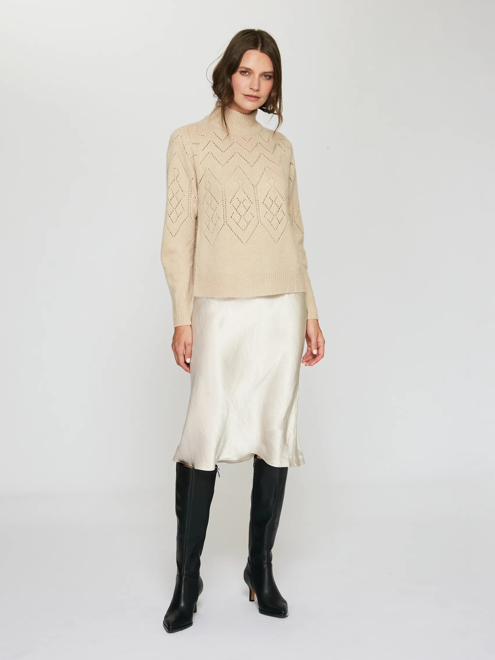Pointelle Mock Neck in Caraway sold by Autumn Cashmere product image thumbnail 2