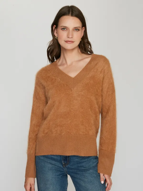 Brushed Boxy V in Earth sold by Autumn Cashmere