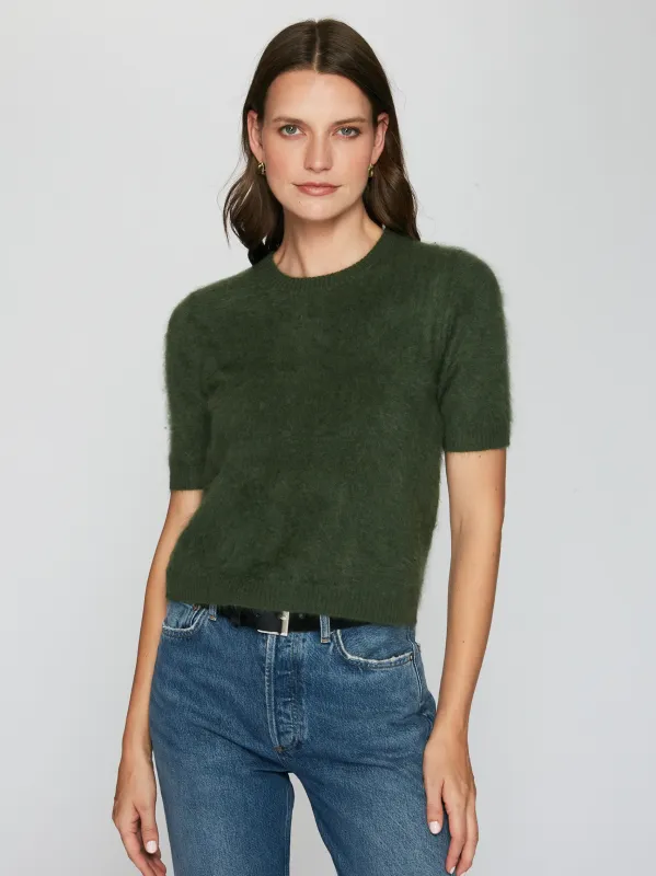 Cropped S/S Crew in Jungle sold by Autumn Cashmere
