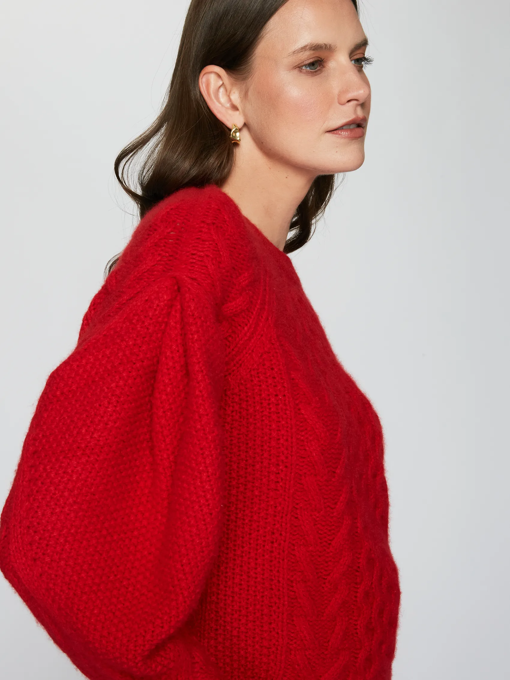 Fisherman Cable Crew with Pleat Sleeve in Blazer sold by Autumn Cashmere product image thumbnail 2