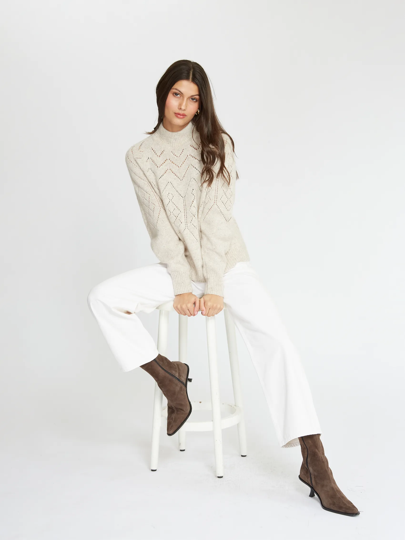 Pointelle Mock Neck in Mojave sold by Autumn Cashmere product image thumbnail 2