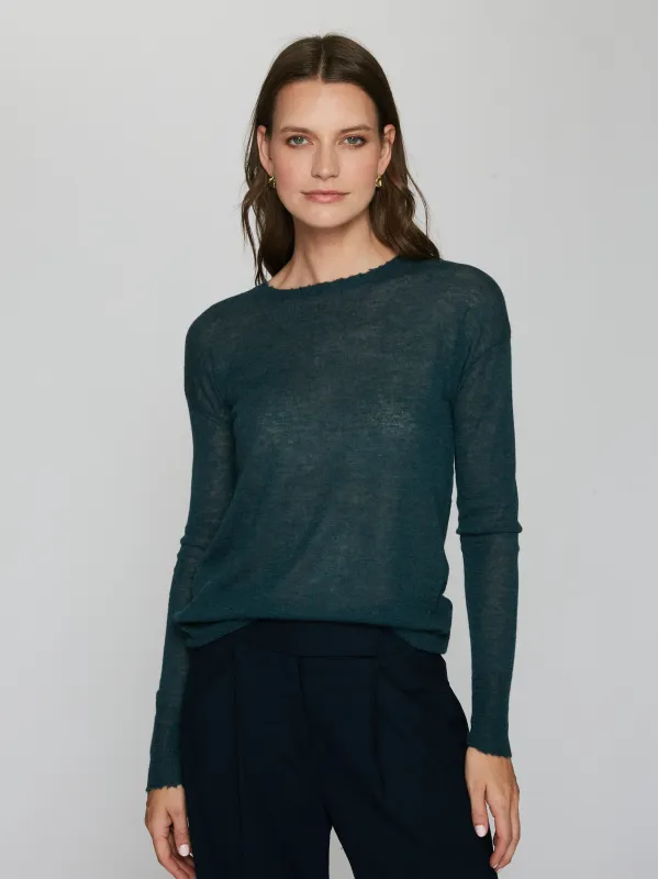 Raw Edge Crew in Malachite sold by Autumn Cashmere
