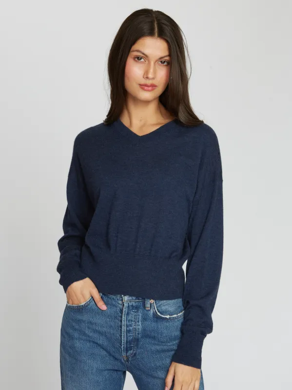V-Neck w/ High Cuffs in Oxford sold by Autumn Cashmere