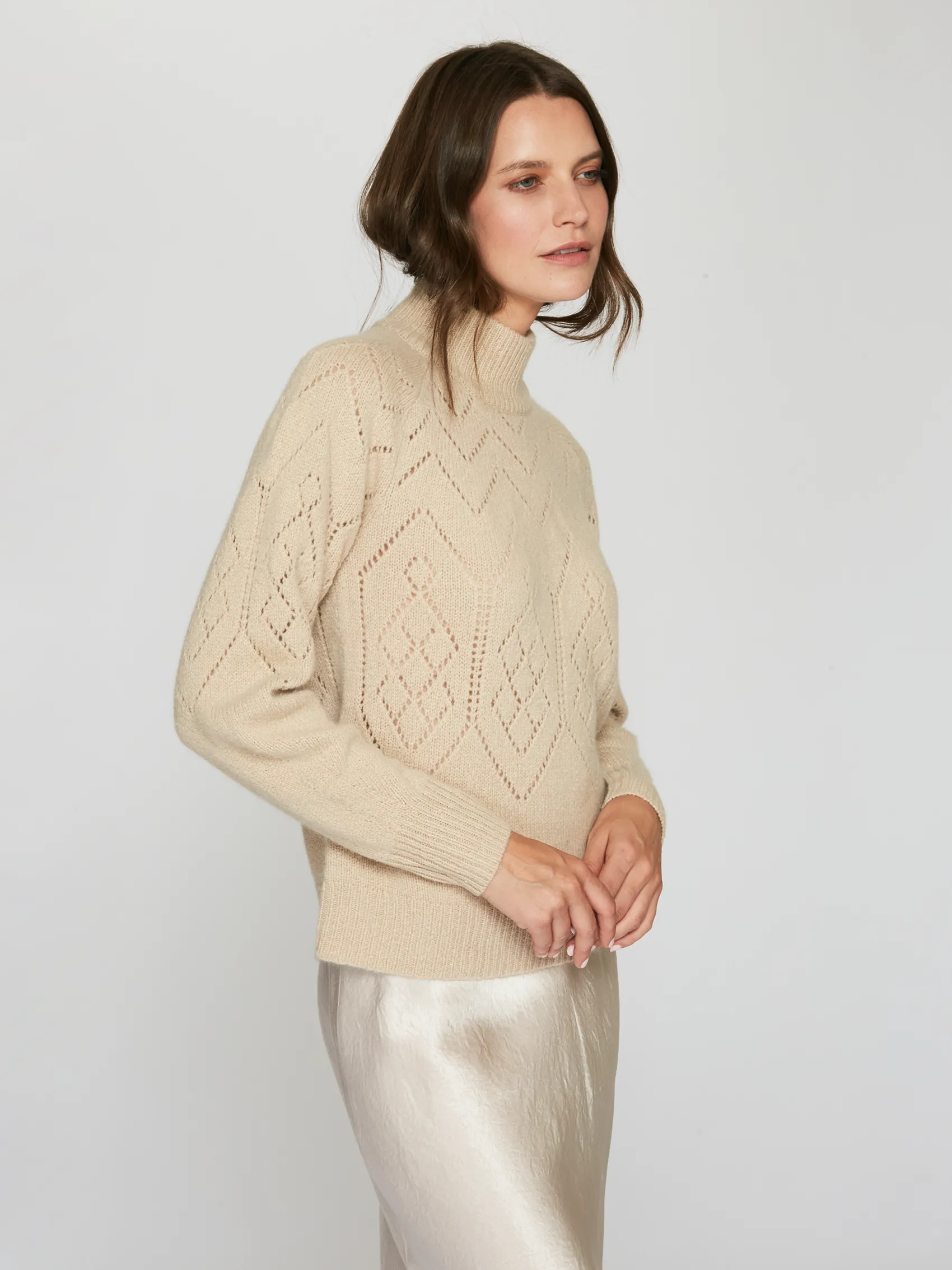 Pointelle Mock Neck in Caraway sold by Autumn Cashmere product image thumbnail 3