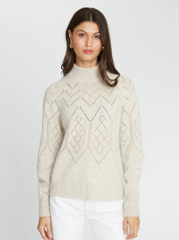 Pointelle Mock Neck in Mojave sold by Autumn Cashmere