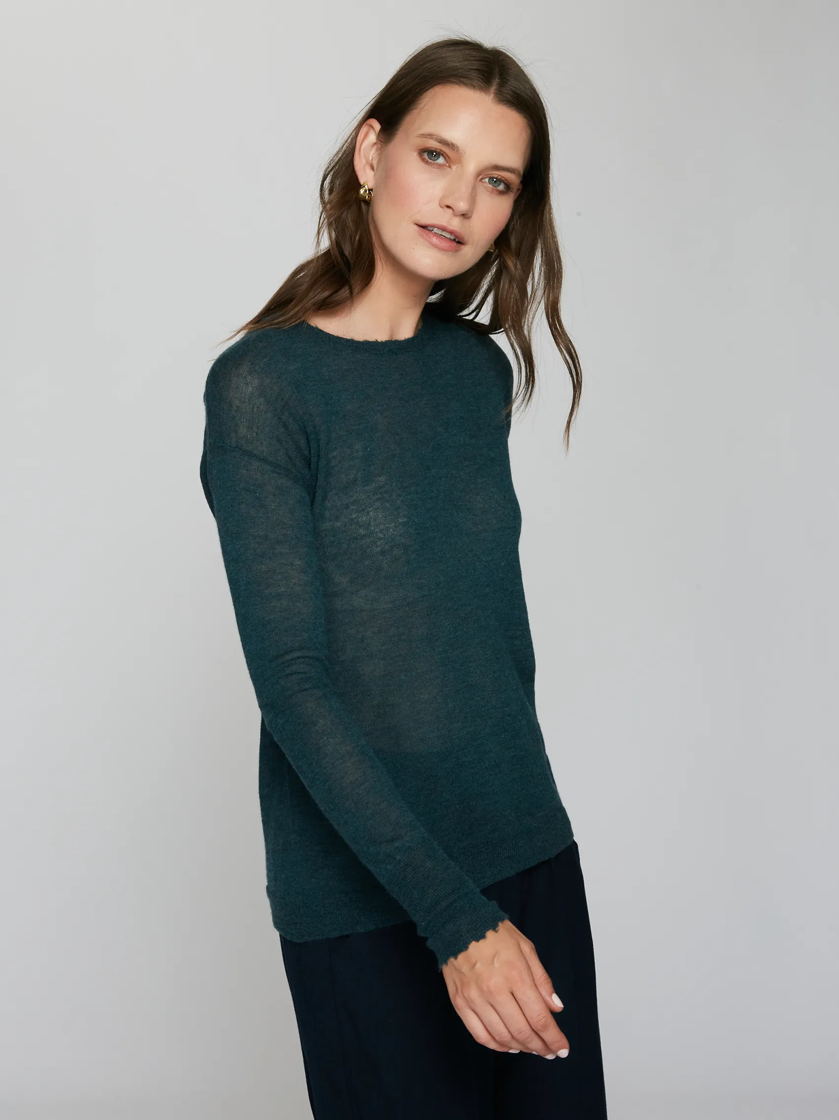 Raw Edge Crew in Malachite sold by Autumn Cashmere product image thumbnail 3