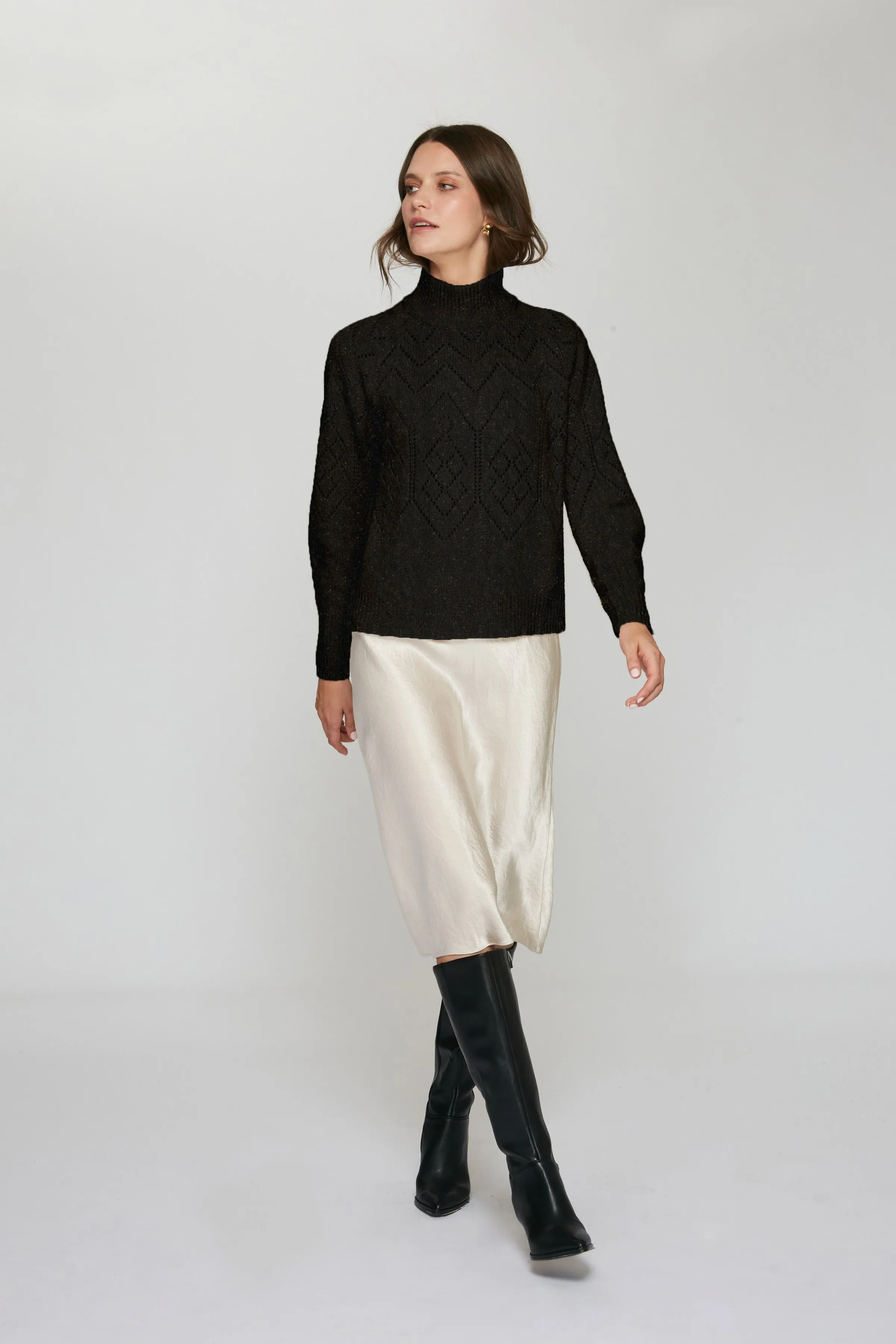 Pointelle Mock Neck in Pumpernickel sold by Autumn Cashmere product image thumbnail 2