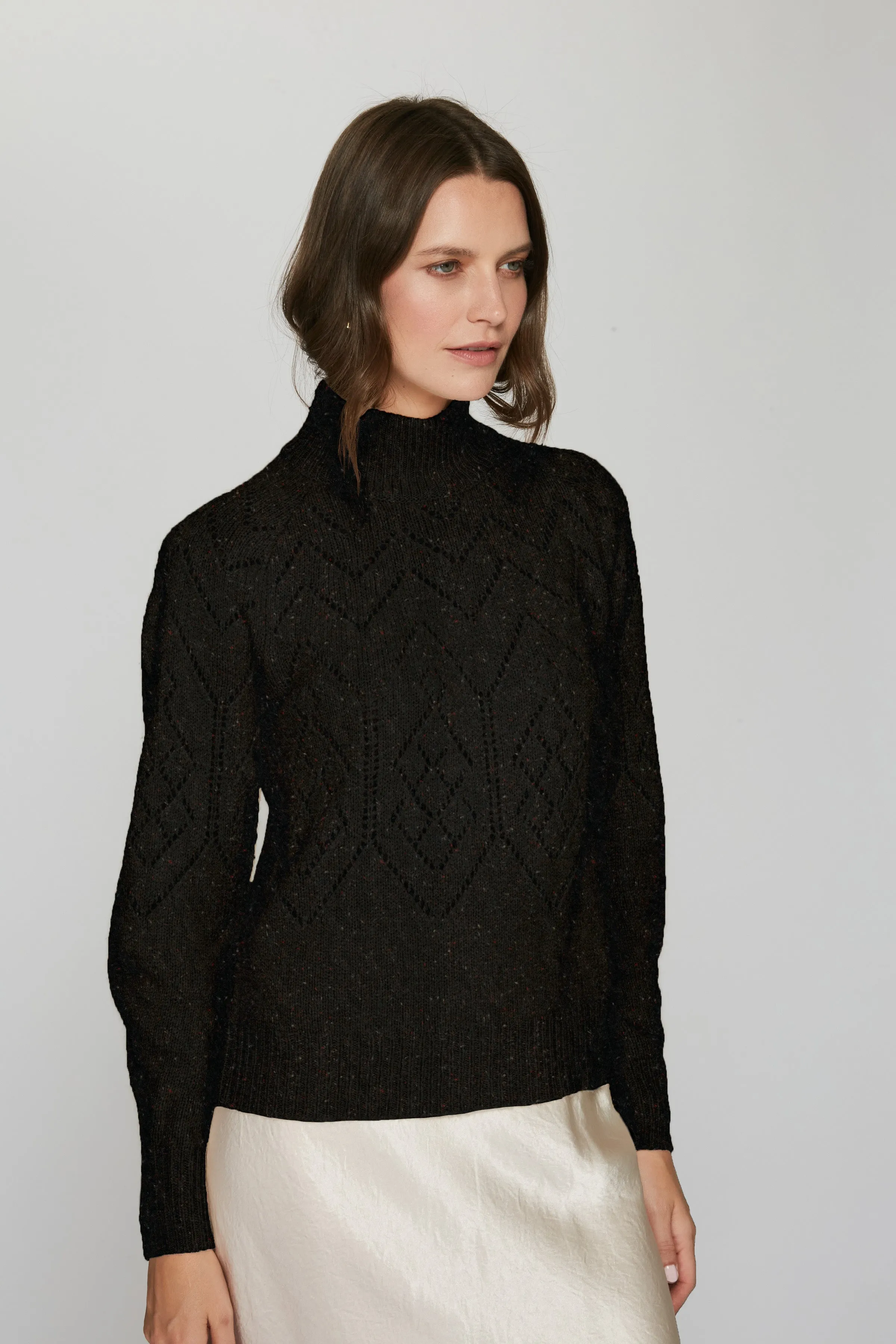 Pointelle Mock Neck in Pumpernickel sold by Autumn Cashmere product image thumbnail 3