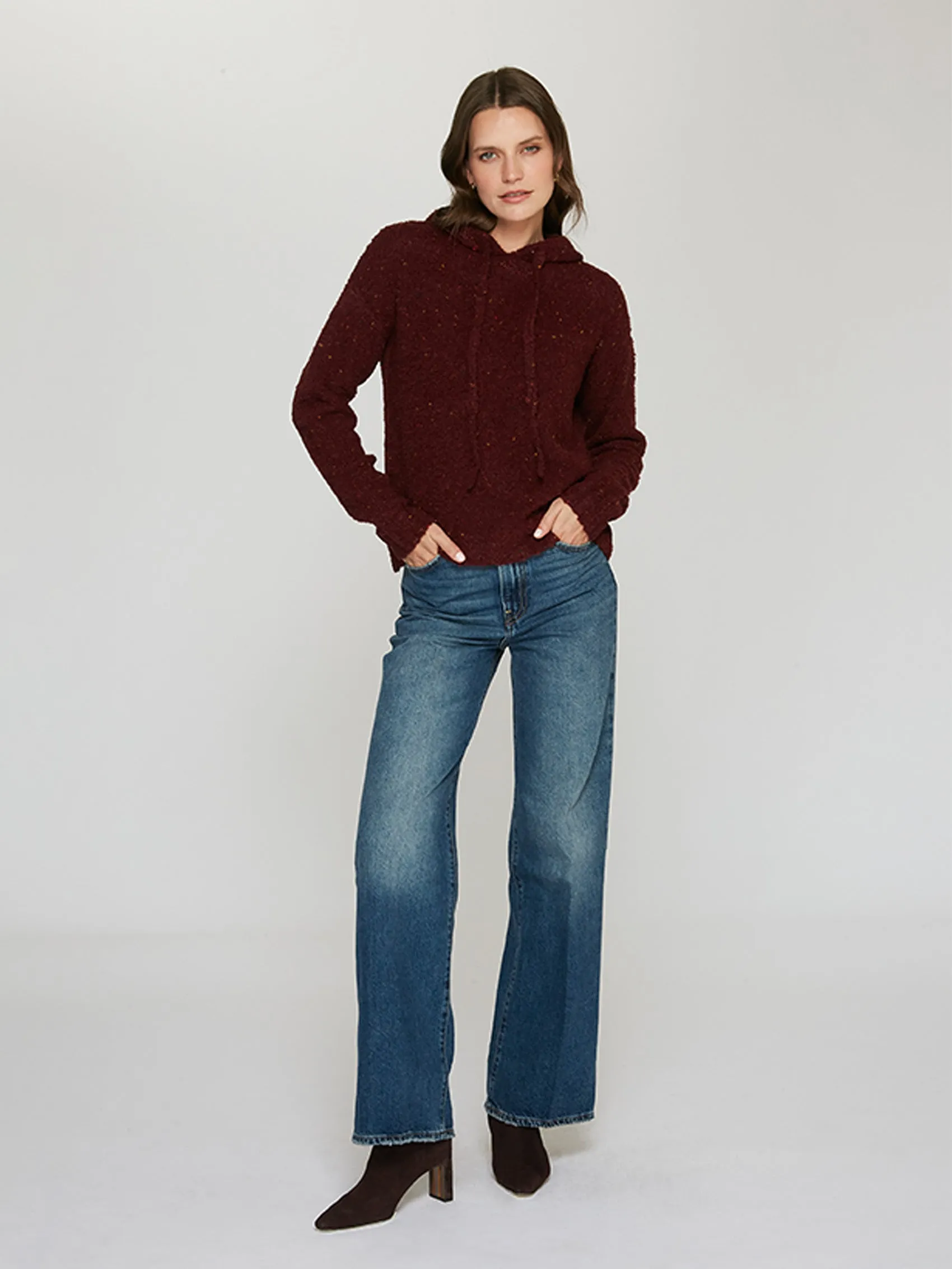 Boucle Hoodie in Burgundy sold by Autumn Cashmere product image thumbnail 2