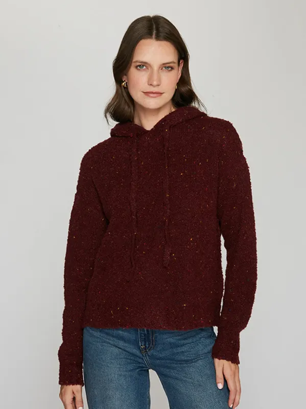 Boucle Hoodie in Burgundy sold by Autumn Cashmere