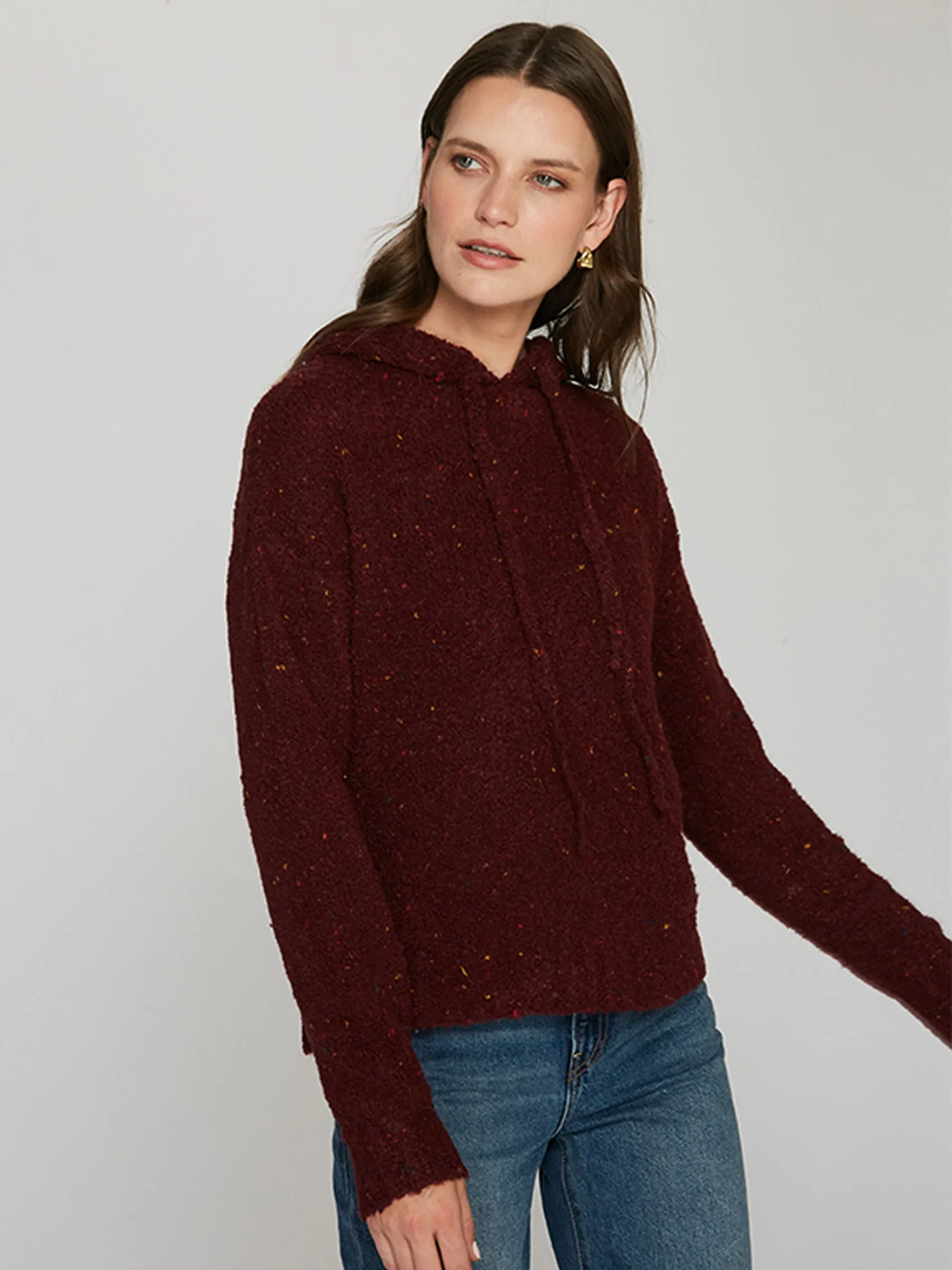Boucle Hoodie in Burgundy sold by Autumn Cashmere product image thumbnail 3