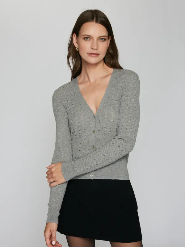 Pointelle Rib Cardigan in Piper sold by Autumn Cashmere