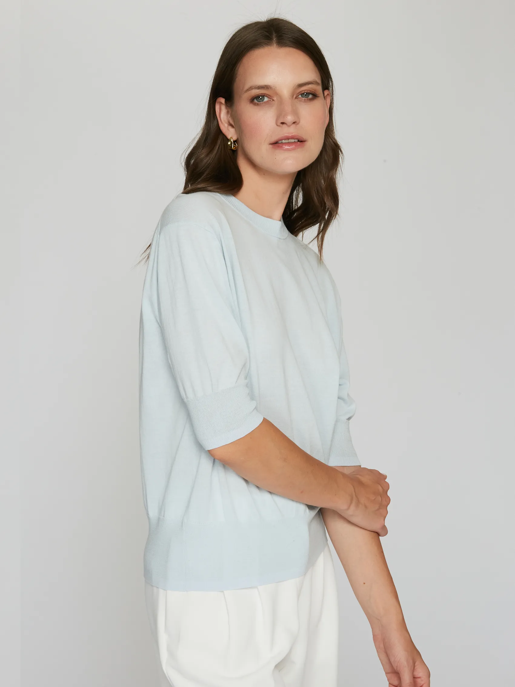 Elbow Sleeve Relaxed Crew in Tempest sold by Autumn Cashmere product image thumbnail 3