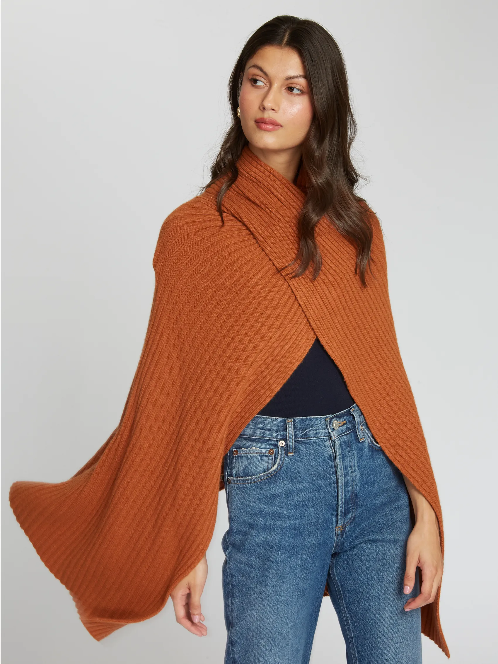 Hybrid Rib Cape in Cinnamon sold by Autumn Cashmere product image thumbnail 3