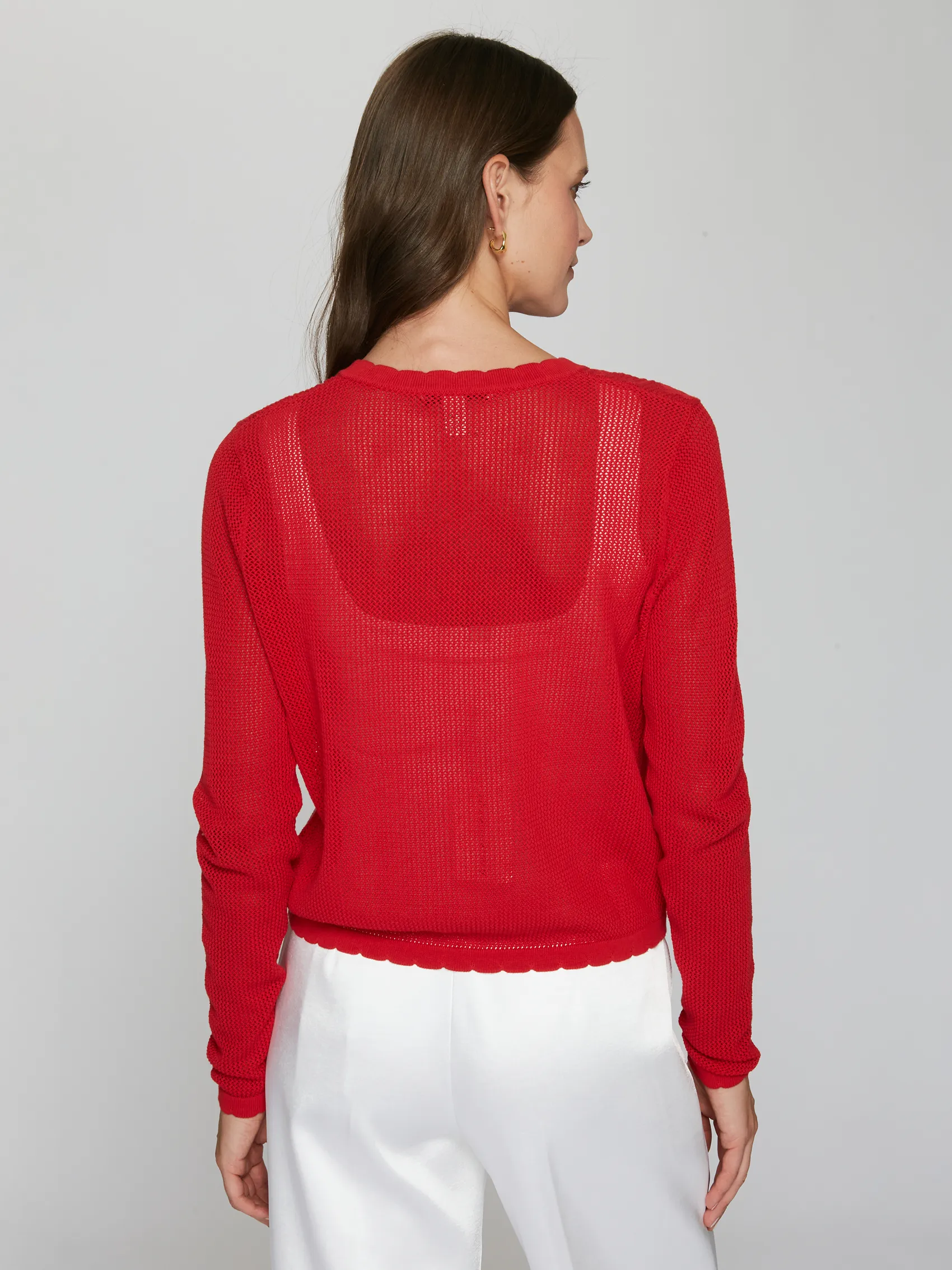 L/S Mesh Cardigan w/ Floral Motif in Maraschino sold by Autumn Cashmere product image thumbnail 4