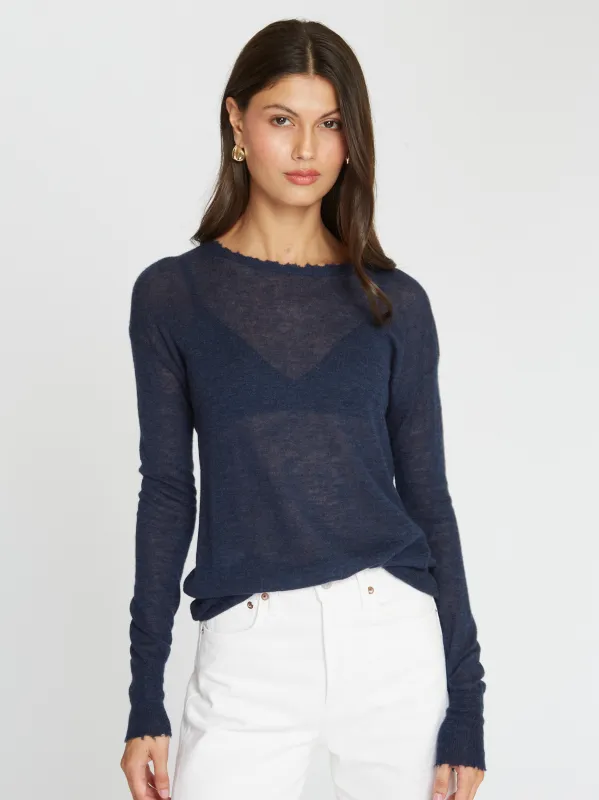 Raw Edge Crew in Raw Denim sold by Autumn Cashmere