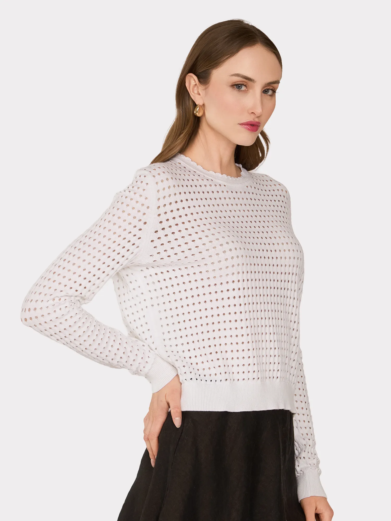 Mesh Stitch Crew in Bleach White sold by Autumn Cashmere product image thumbnail 3