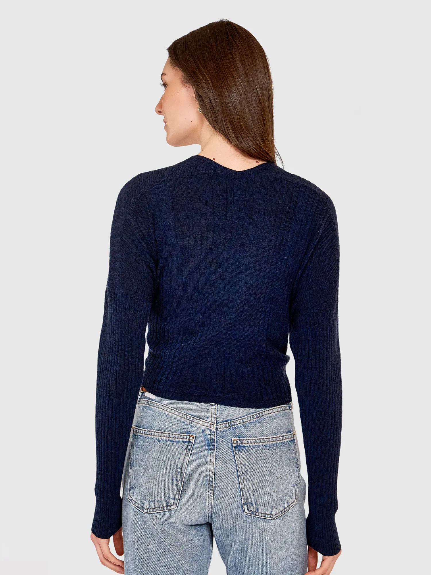 Tie Front Rib Cardigan in Navy sold by Autumn Cashmere product image thumbnail 4