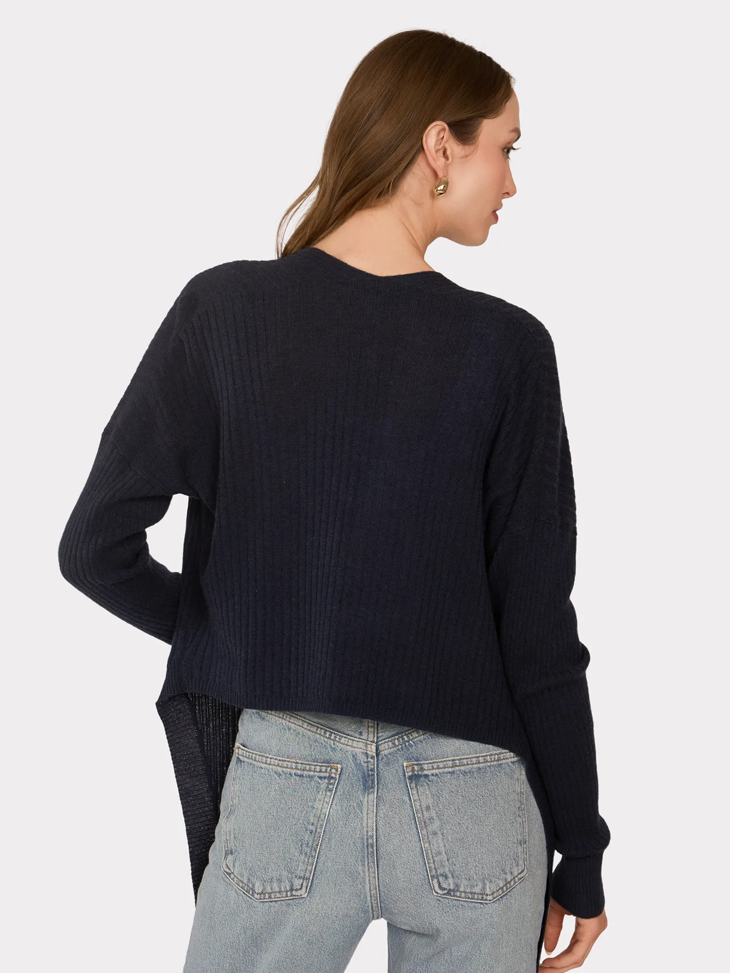 Tie Front Rib Cardigan in Mood Indigo sold by Autumn Cashmere product image thumbnail 4