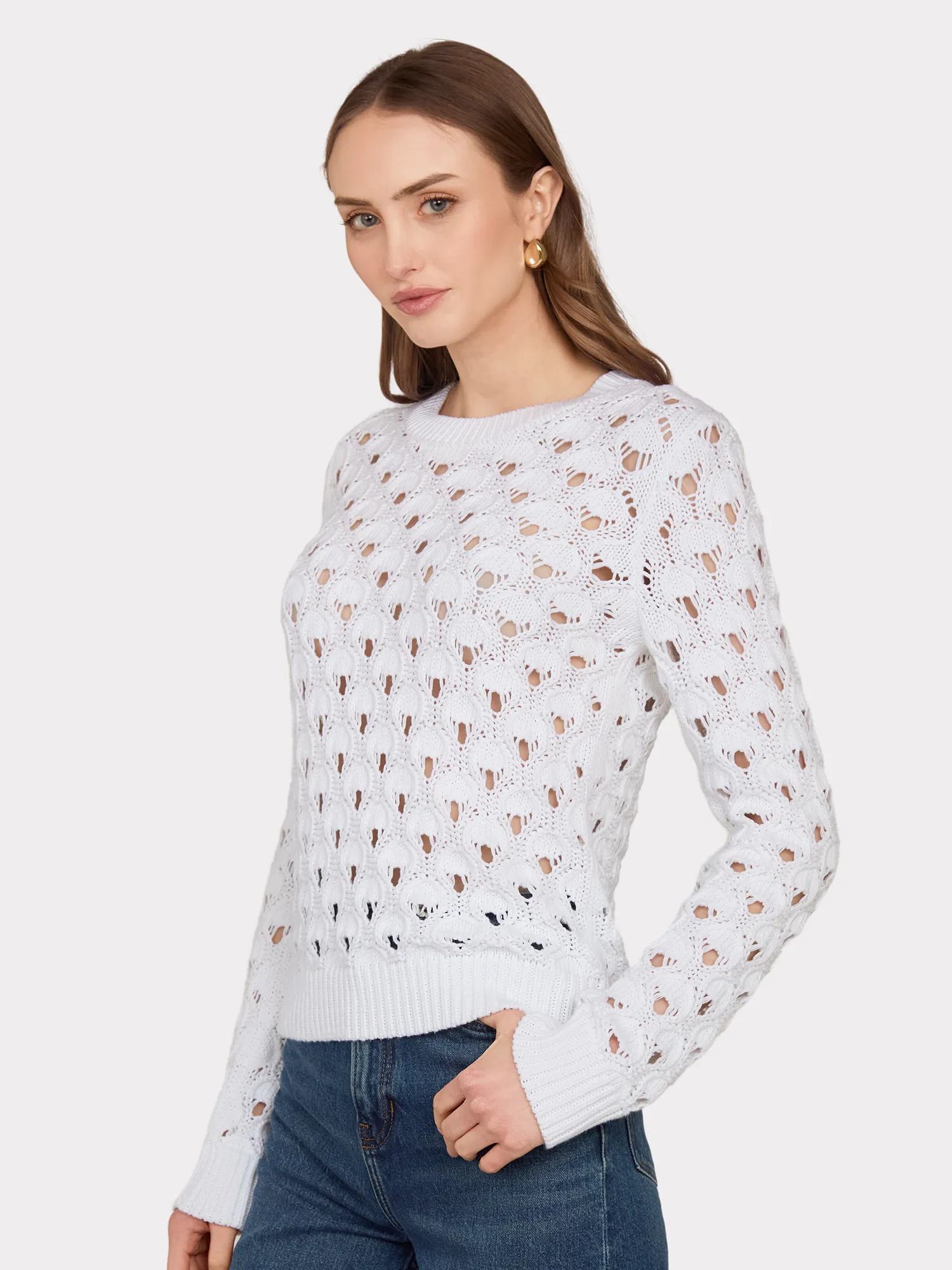 Texture Stitch Crew in Bleach White sold by Autumn Cashmere product image thumbnail 3