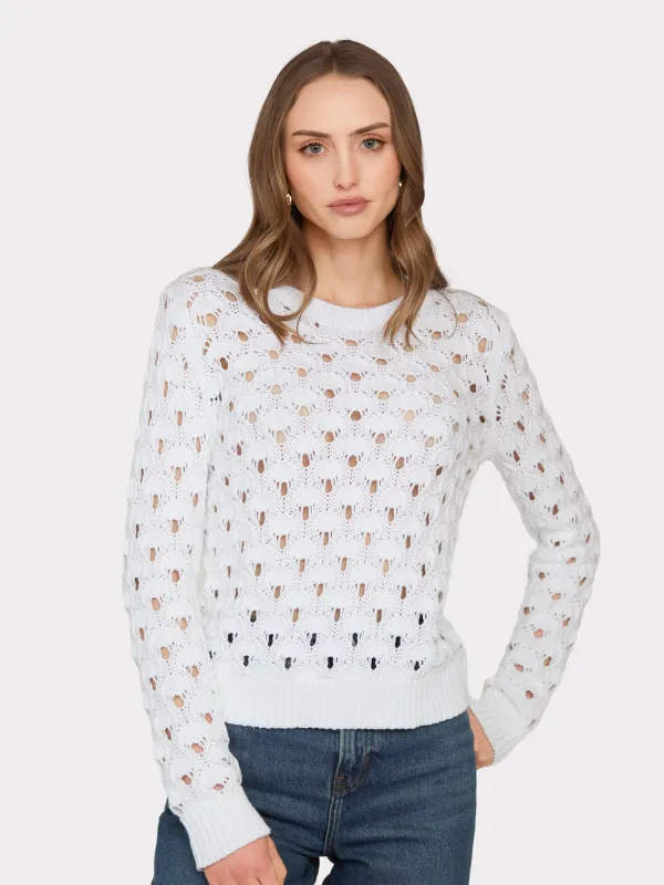 Texture Stitch Crew in Bleach White sold by Autumn Cashmere