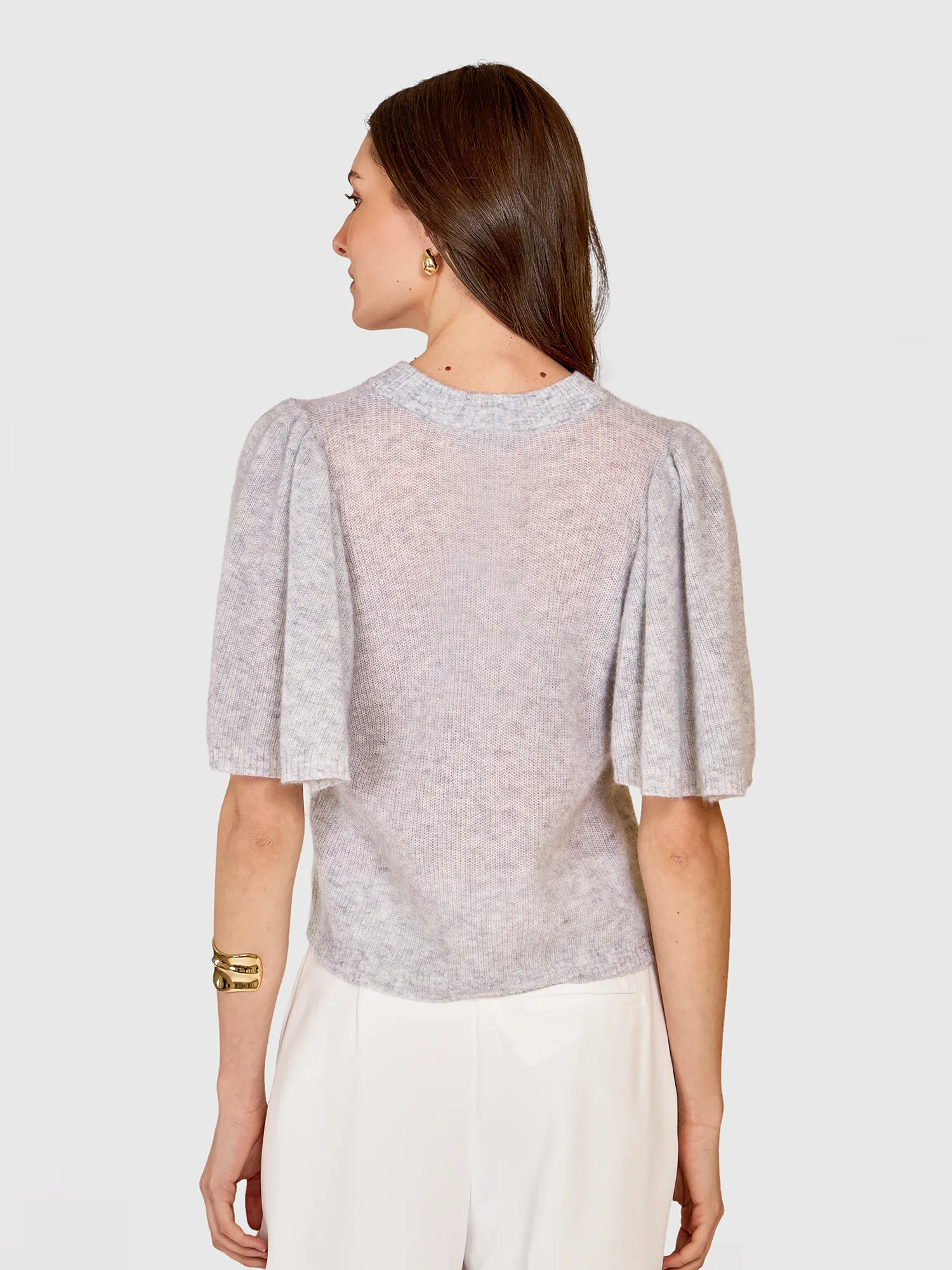 Shaker Flare Sleeve Crew in Cloud sold by Autumn Cashmere product image thumbnail 4