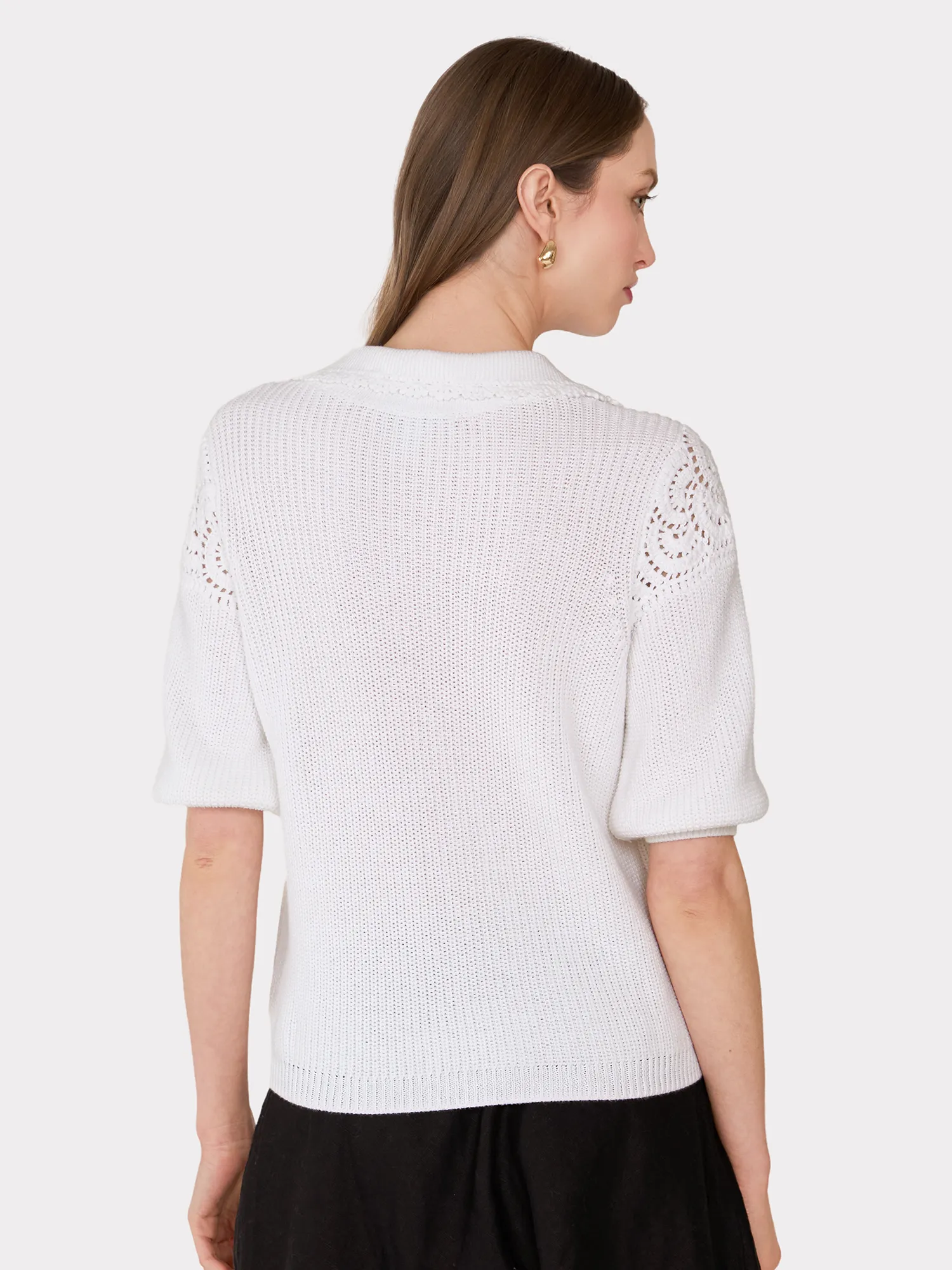 Elbow Sleeve Crochet Johnny Collar in Bleach White sold by Autumn Cashmere product image thumbnail 4
