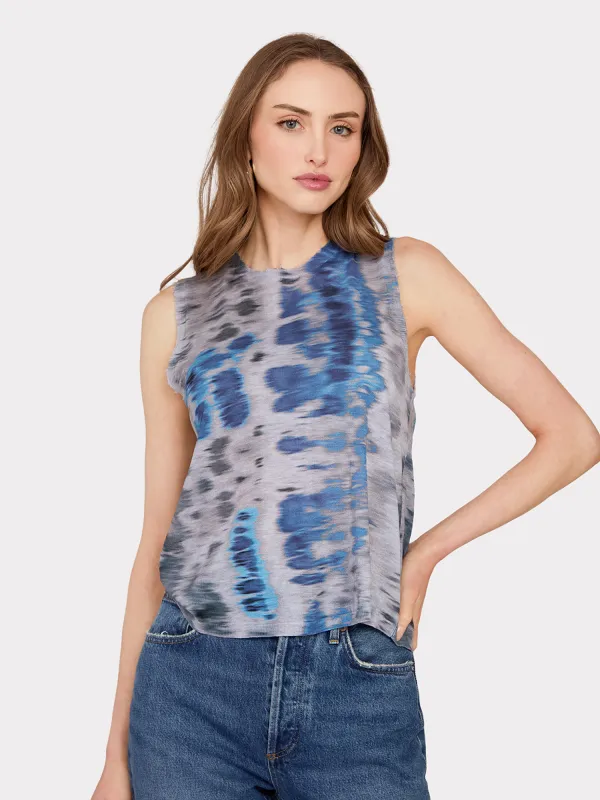Blurred Animal Print Distressed Muscle Tee in Jeans Combo sold by Autumn Cashmere