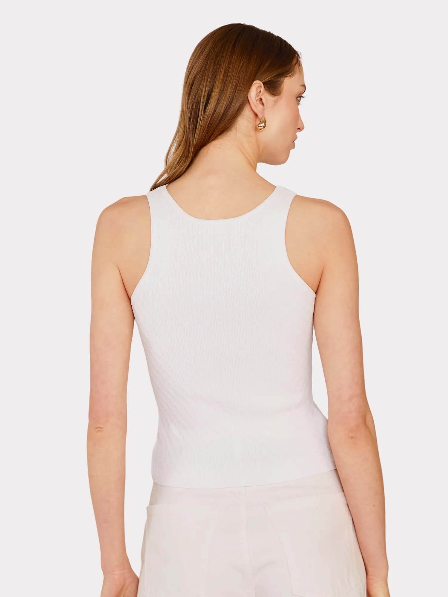 Micro Cabled V-Neck Tank in White sold by Autumn Cashmere product image thumbnail 4