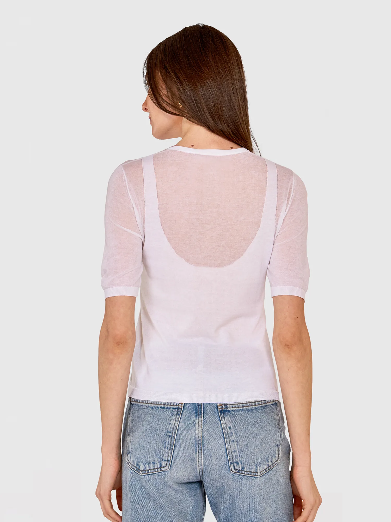 Sheer Tee W/ Shadow Tank Outline in Bleach White sold by Autumn Cashmere product image thumbnail 4