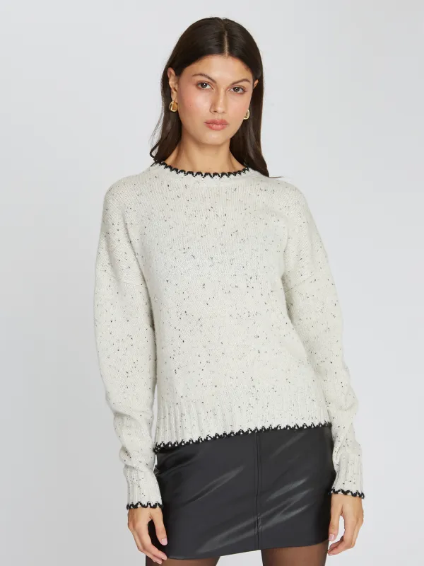 Tipped Crew in Domino/Black sold by Autumn Cashmere