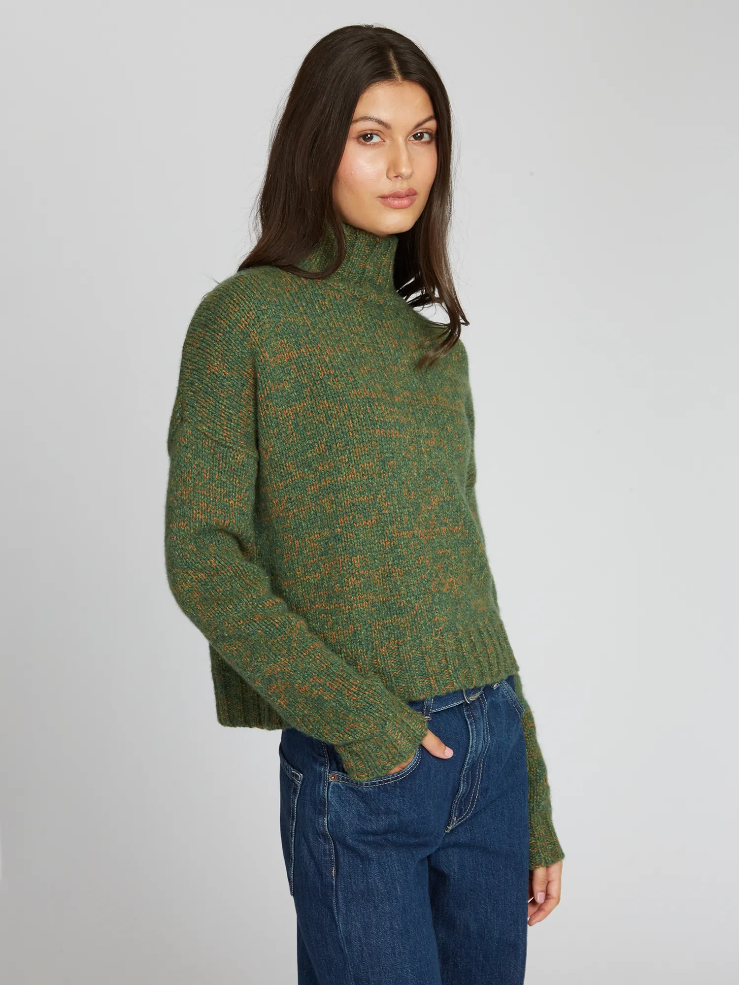 Cropped Chunky Mock w/ Space Dye in Pickle sold by Autumn Cashmere product image thumbnail 3