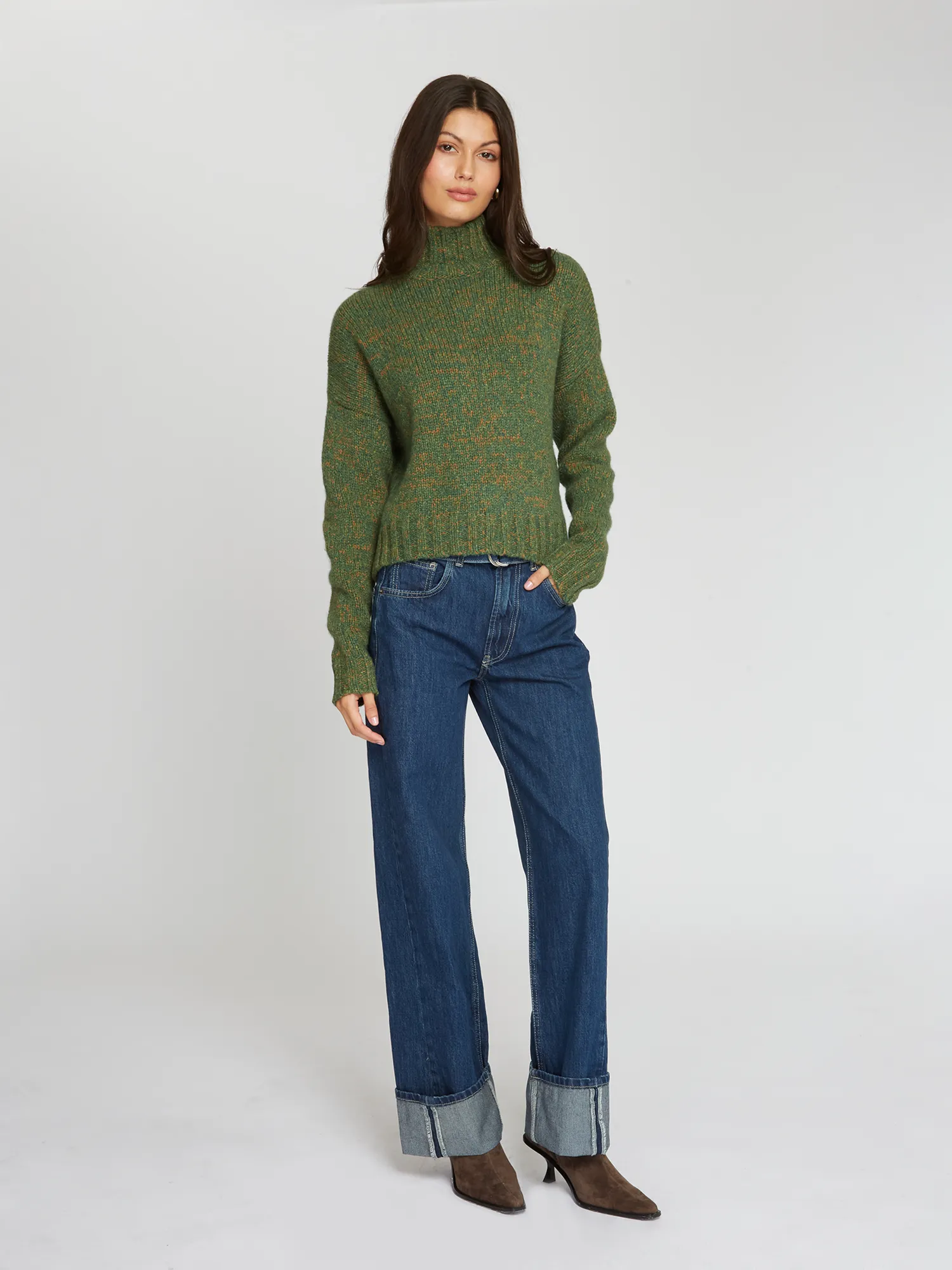 Cropped Chunky Mock w/ Space Dye in Pickle sold by Autumn Cashmere product image thumbnail 2